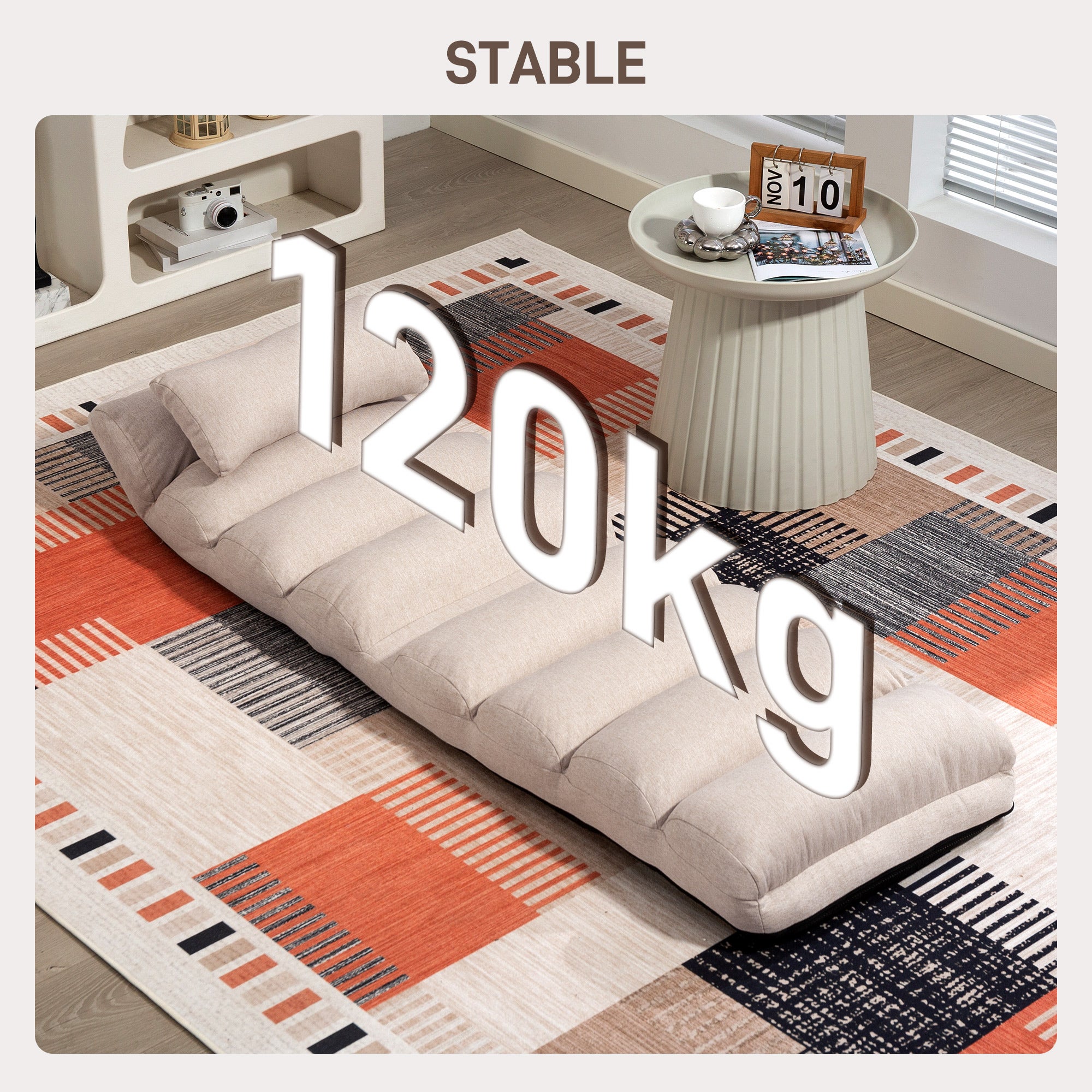 Fauteuil convertible 1 place Tissu aspect lin (100% polyester) HOMCOM - 7