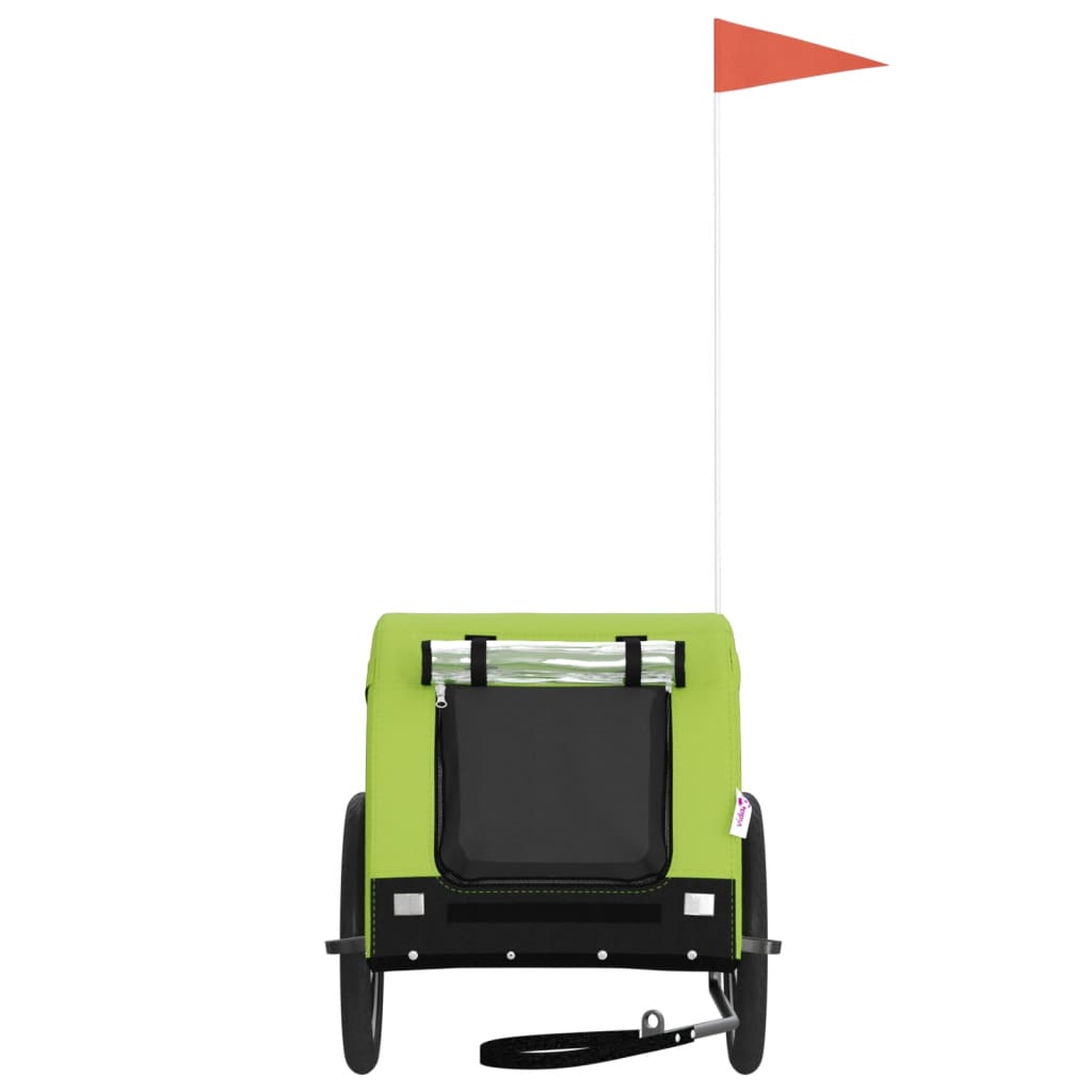vidaXL Remorque de vélo pour animaux de compagnie vert et noir - 3