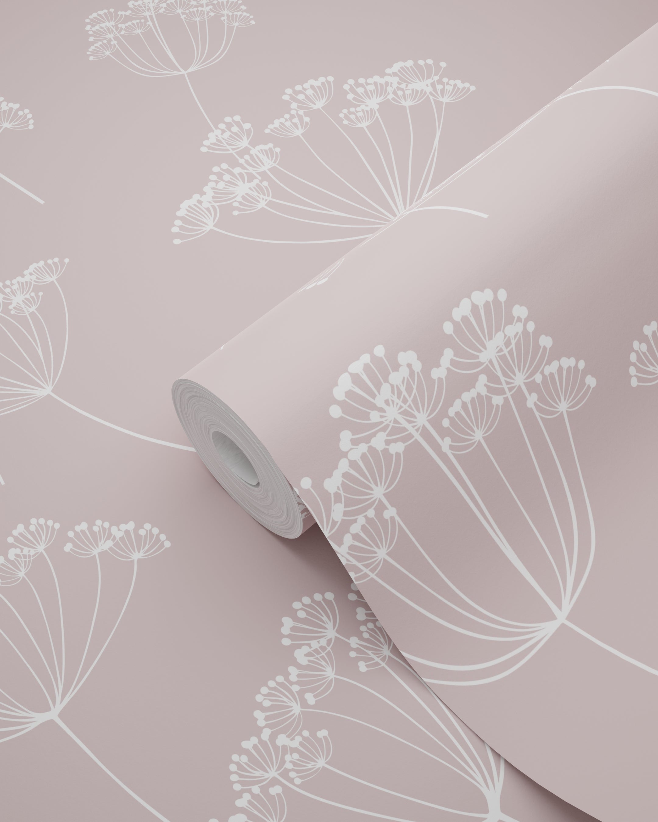 Papier peint ombelles vieux rose et blanc - 53 cm x 10.05 m - ESTAhome - 8