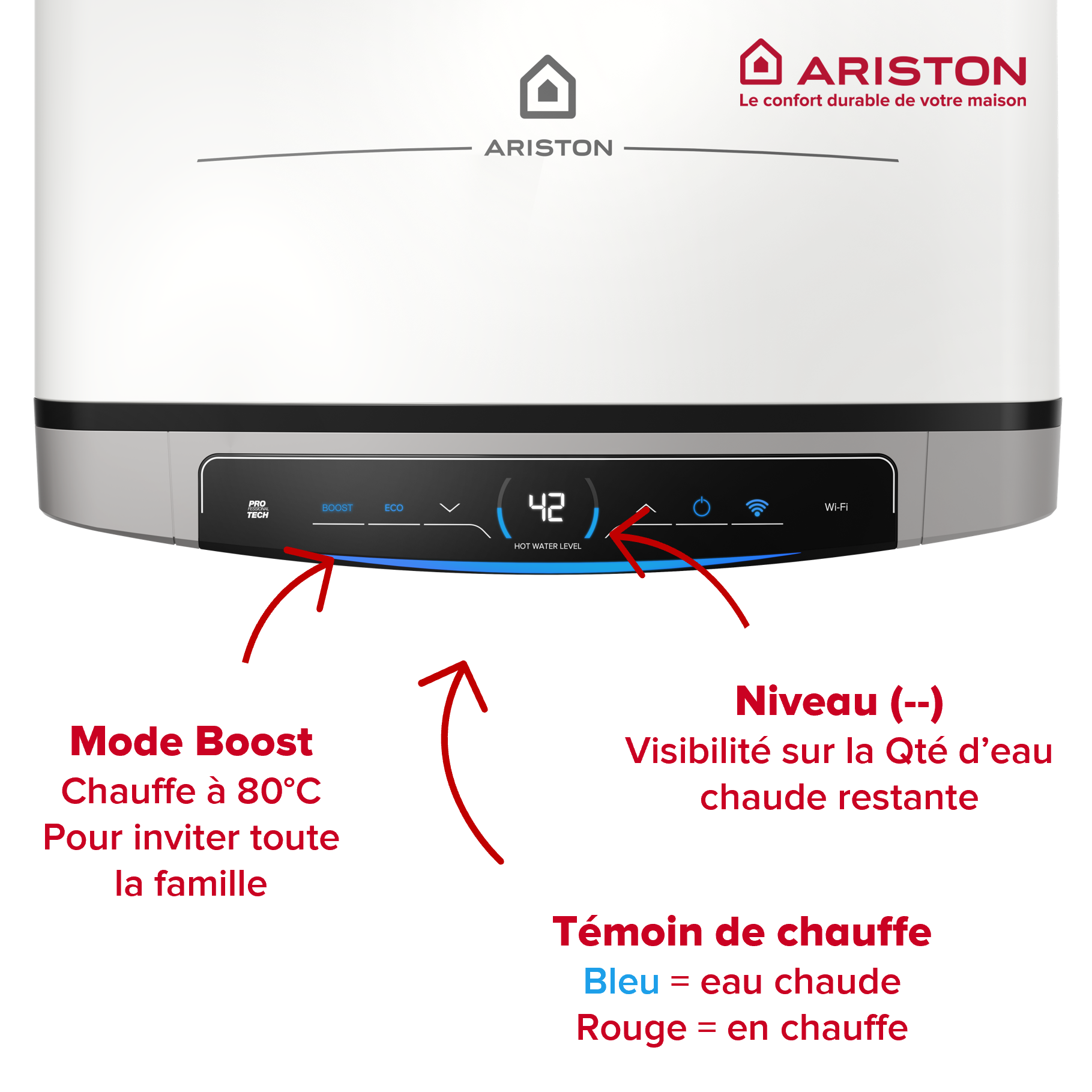 Ariston VELIS EVO DUNE DRY WIFI FE 65 l - Chauffe-eau électrique ultra plat 27cm multiposition - Pose verticale-horizontale - 6