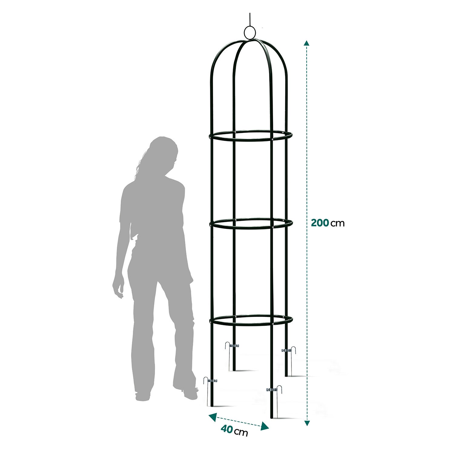 Pergola ogrodowa kolumnowa metalowa czarna na kwiaty róże 200x40cm + kotwy Plonos - 8
