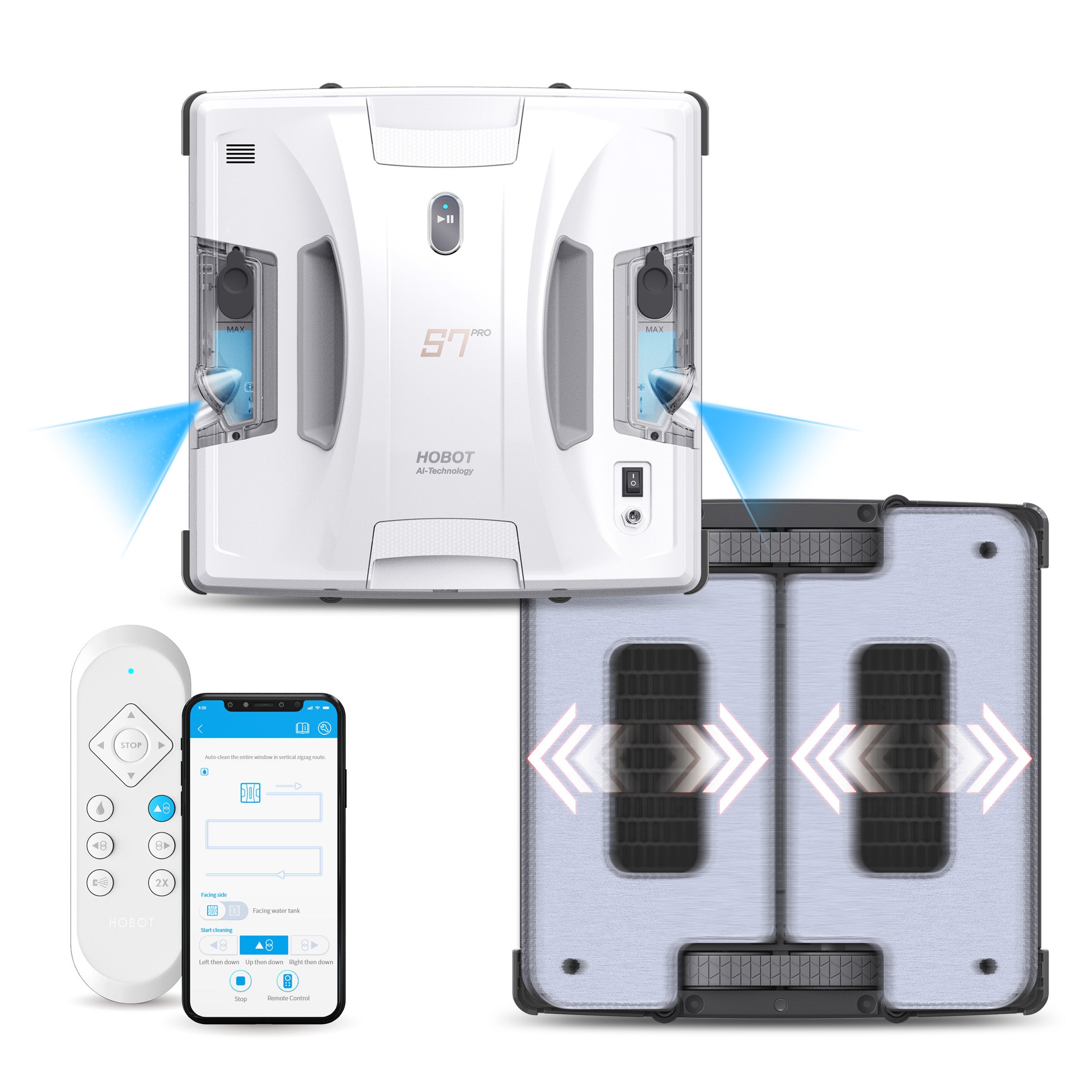 HOBOT-S7PRO Robot limpiacristales inteligente con sistema automático de doble pulverización y mopas motorizadas que limpian a 600 RPM. - 3