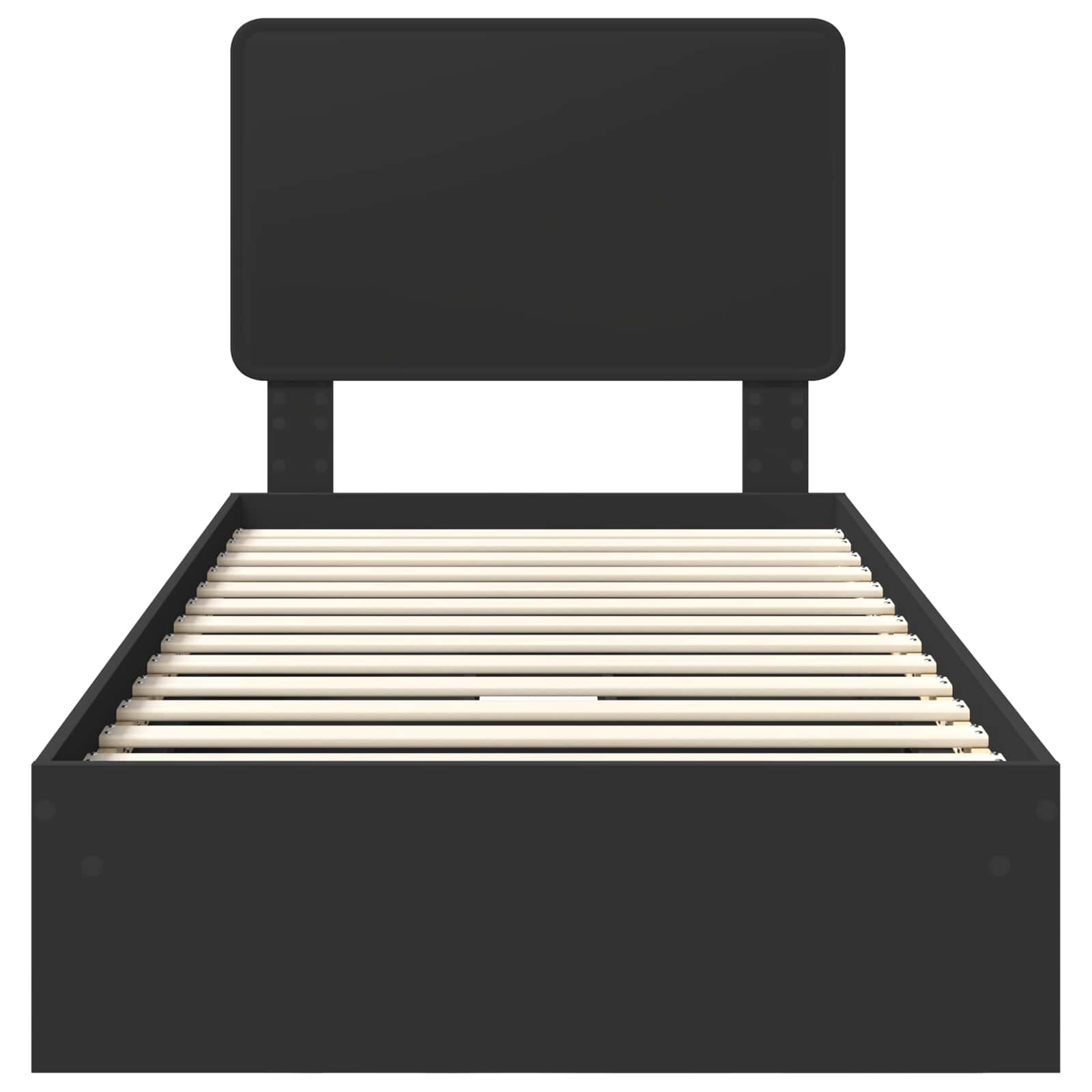Lit de rangement avec tiroir noir 75 x 190 cm panneau de bois - 8