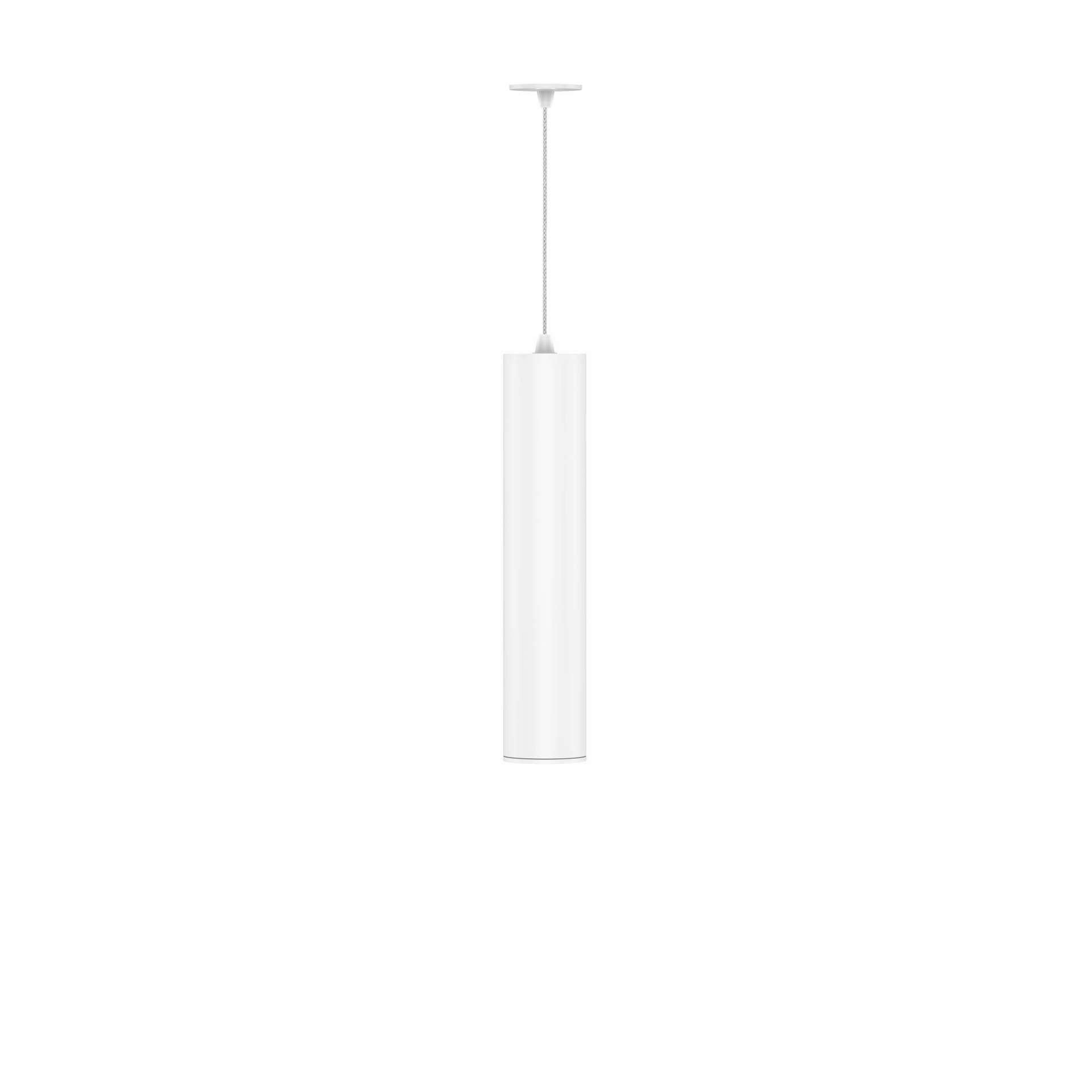 Lampă suspendată Beneito & Faure Atmos 7, alb mat, formă tubulară, tehnologie comutatoare 2700K/3200K/4000K, optică reglabilă 15º/38º/60º