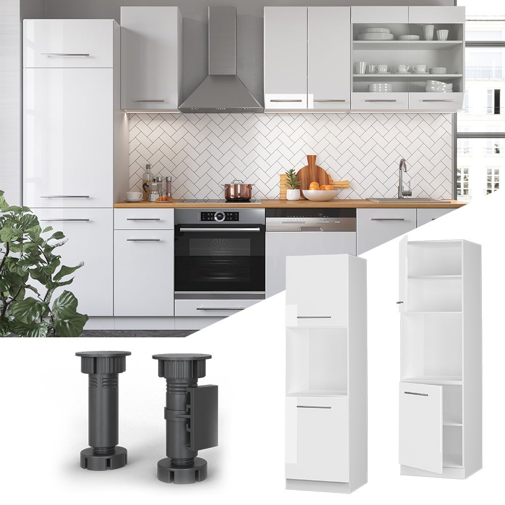 Vicco Meuble pour four Fame-Line, Blanc Haute brillance, 60cm avec étagères ouvertes - 2