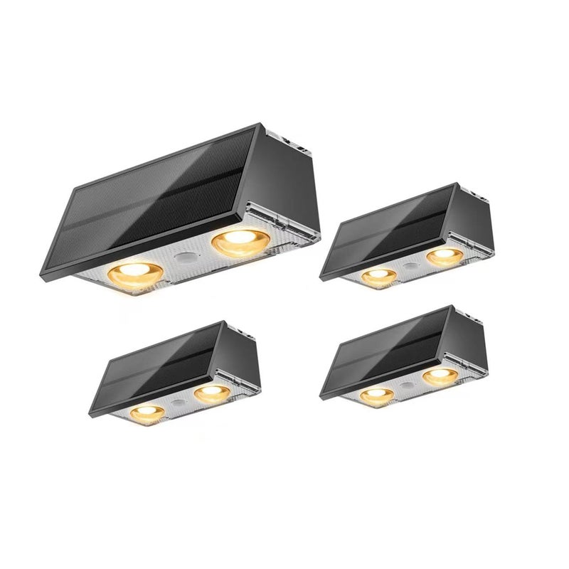 Zestaw 4 wodoodpornych solarnych lamp LED, kinkietów ściennych RGB góra/dół, oświetlenie elewacyjne, oświetlenie nocne do ogrodów i basenów