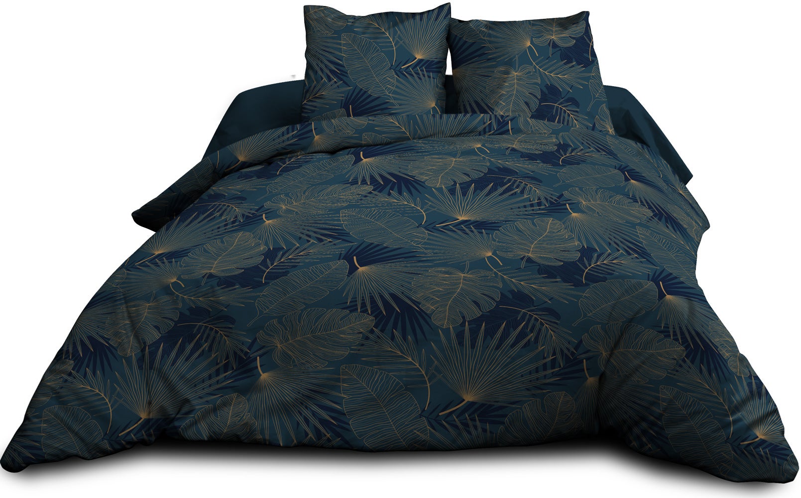 Housse de couette 220x240 + 2 taies - Pur coton 57 fils - Olinda bleu - 3