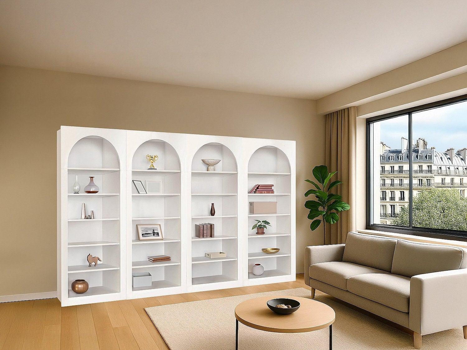 Zestaw 4 biblioteczek z 6 wnękami - Biały - CYMORA