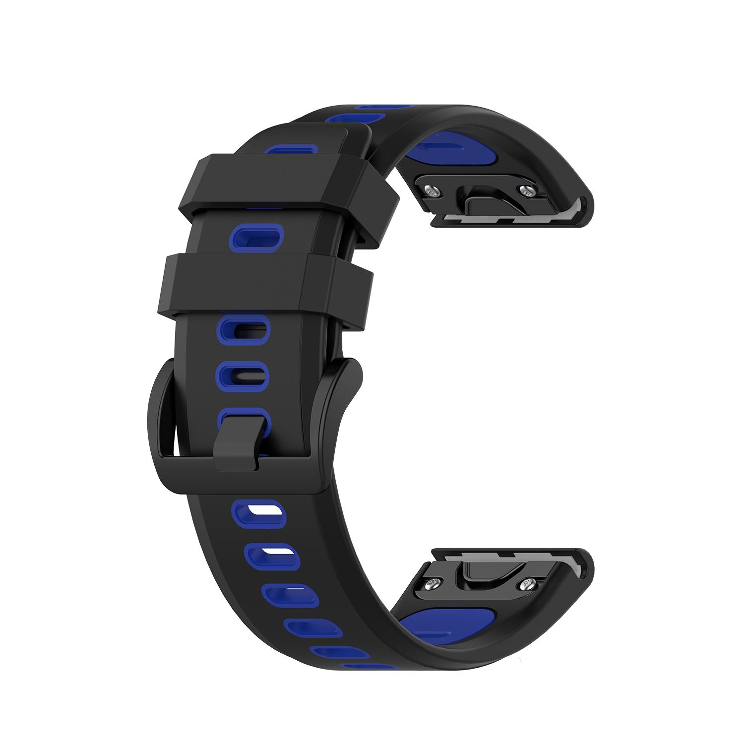 Silikonowa bransoletka do Garmin Fenix 5/6 Czarno-Niebieska