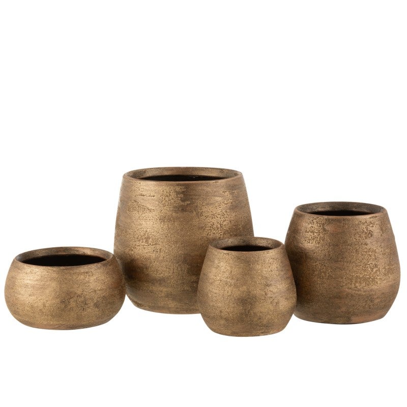 Cache-pot irrégulier en céramique doré 24x24x23 cm - 3