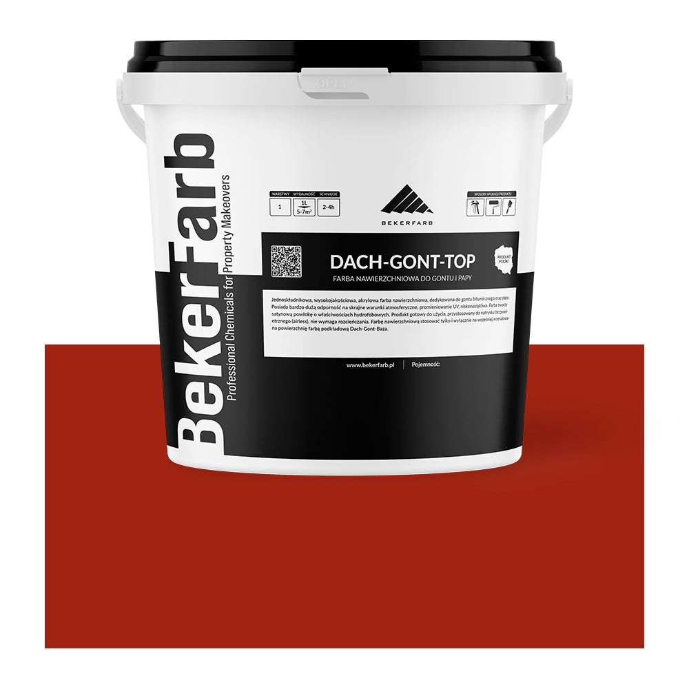 Nawierzchniowa Farba na Dach do Gontu i Papy - Koralowy Czerwony 5L