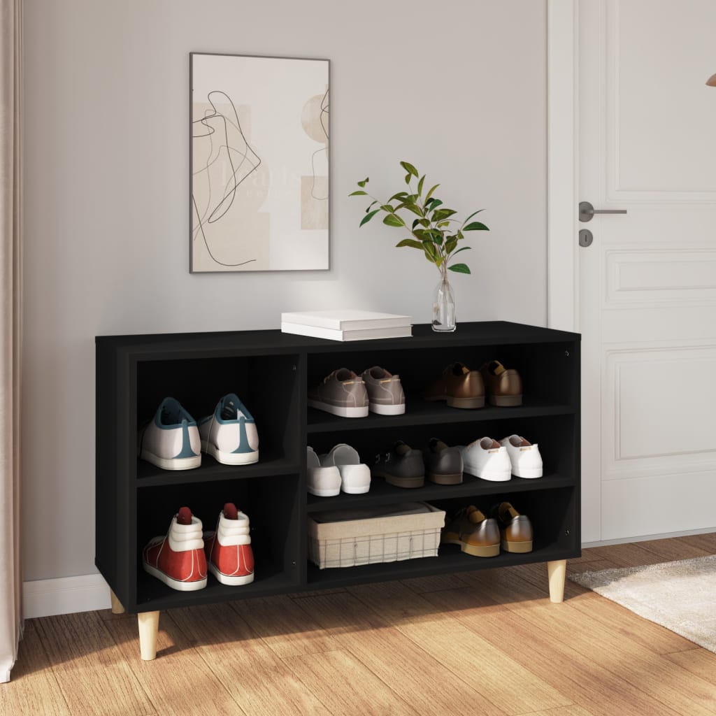 Mueble zapatero madera contrachapada negro 102x36x60 cm Leroy Merlin