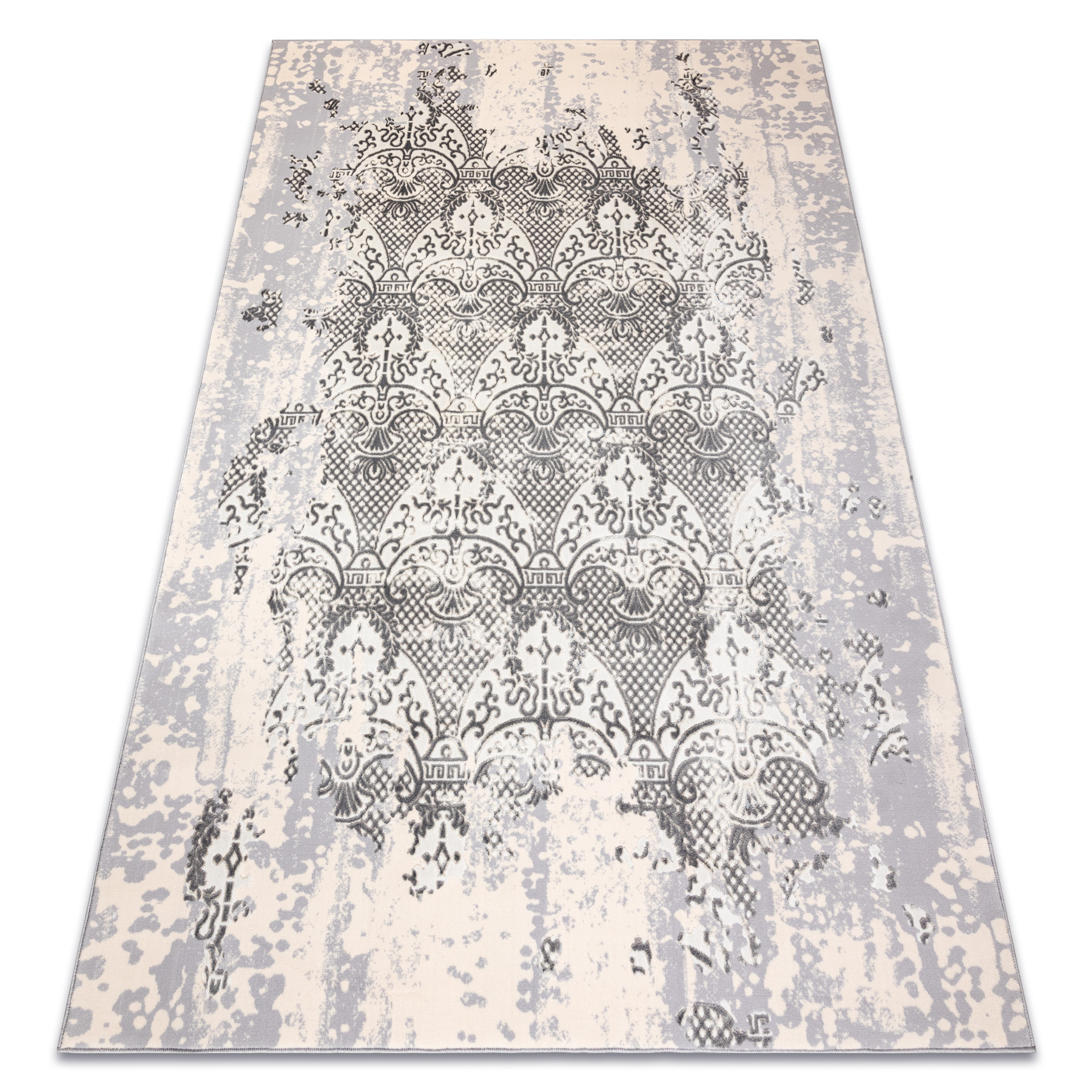 Alfombra core w3824 ornamento vintage - estructural, dos niveles de vellón, crema / gris 140x190 cm
