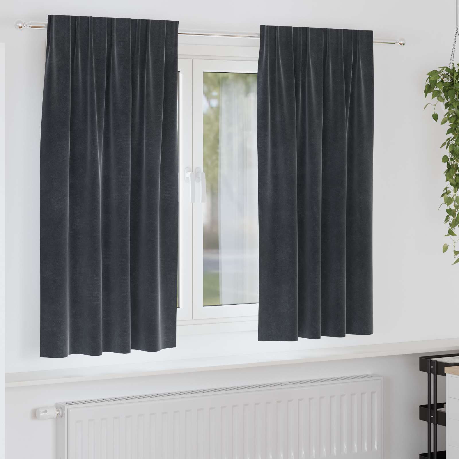 Zasłony zaciemniające 2 pcs Ciemnoszary 140 x 175 cm Aksamit vidaXL