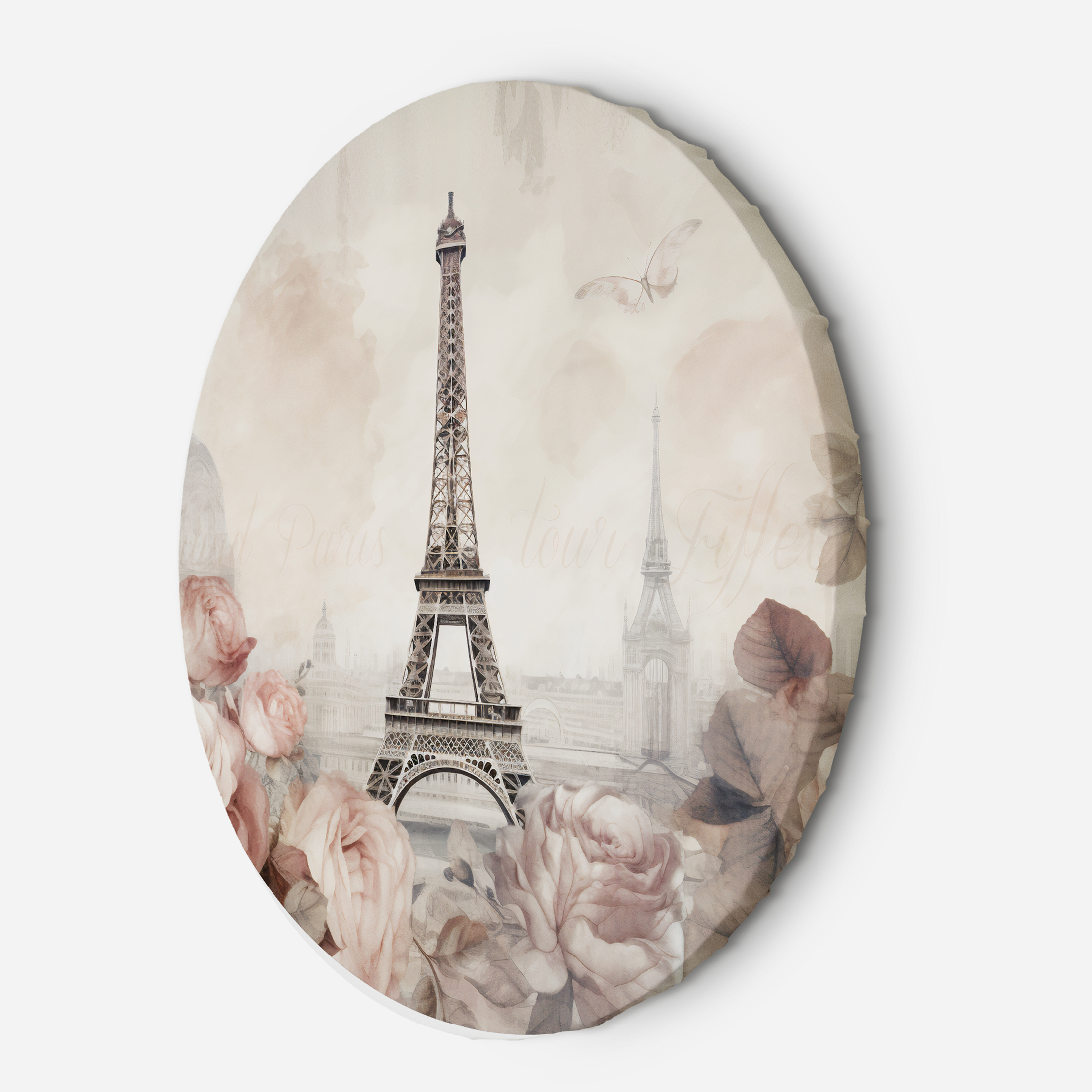 Okrągly obraz, Wieża Eiffla Shabby Chic 60x60