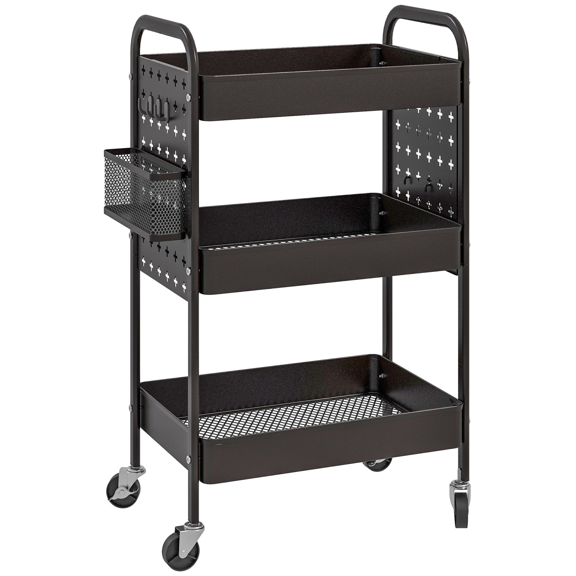 Carrito con ruedas 3 estantes Bambú Negro - Decoración de baño Carrito con ruedas 3 estantes Bambú Negro - Decoración de baño