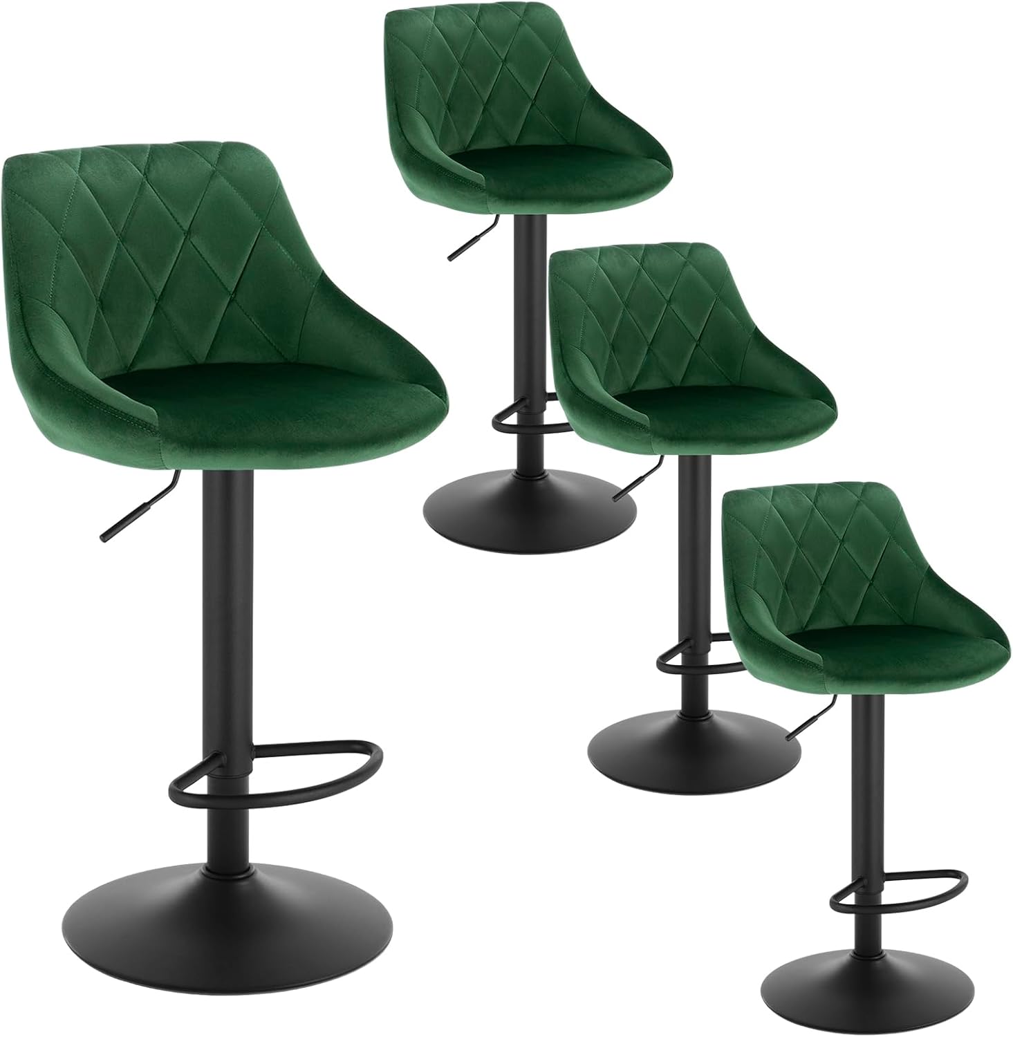 WOLTU 4 X Tabourets de Bar en Velours + Métal, tabourets de Cuisine ...