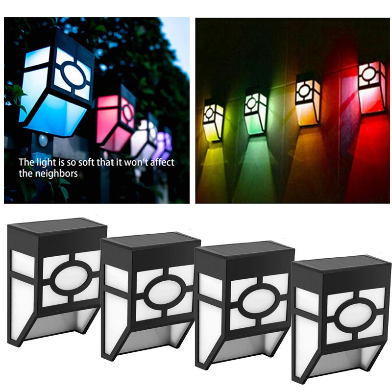 4 szt. solarnych lamp ściennych LED w stylu retro, klasyczna solarna lampa okienna LED montowana na ścianie, wielokolorowa