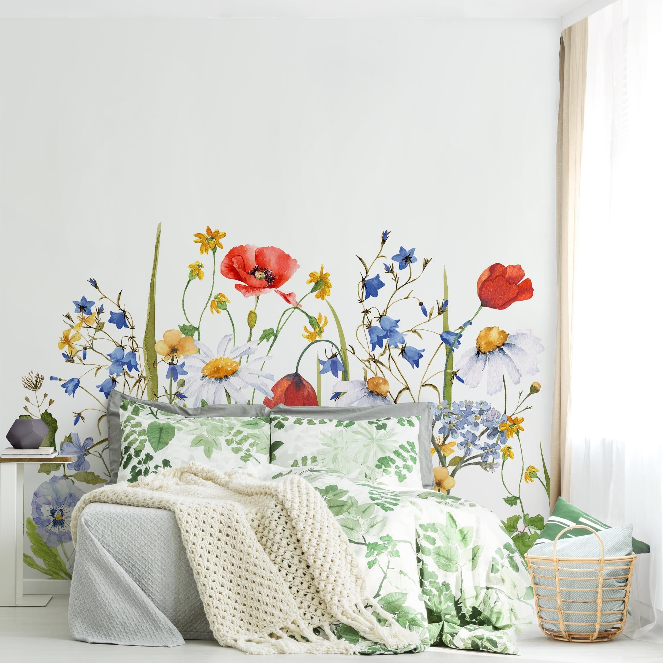 Papel pintado fotomural acuarela flores ilustración 314 - salón dormitorio cocina pasillo - tnt 192 x 192 cm premium