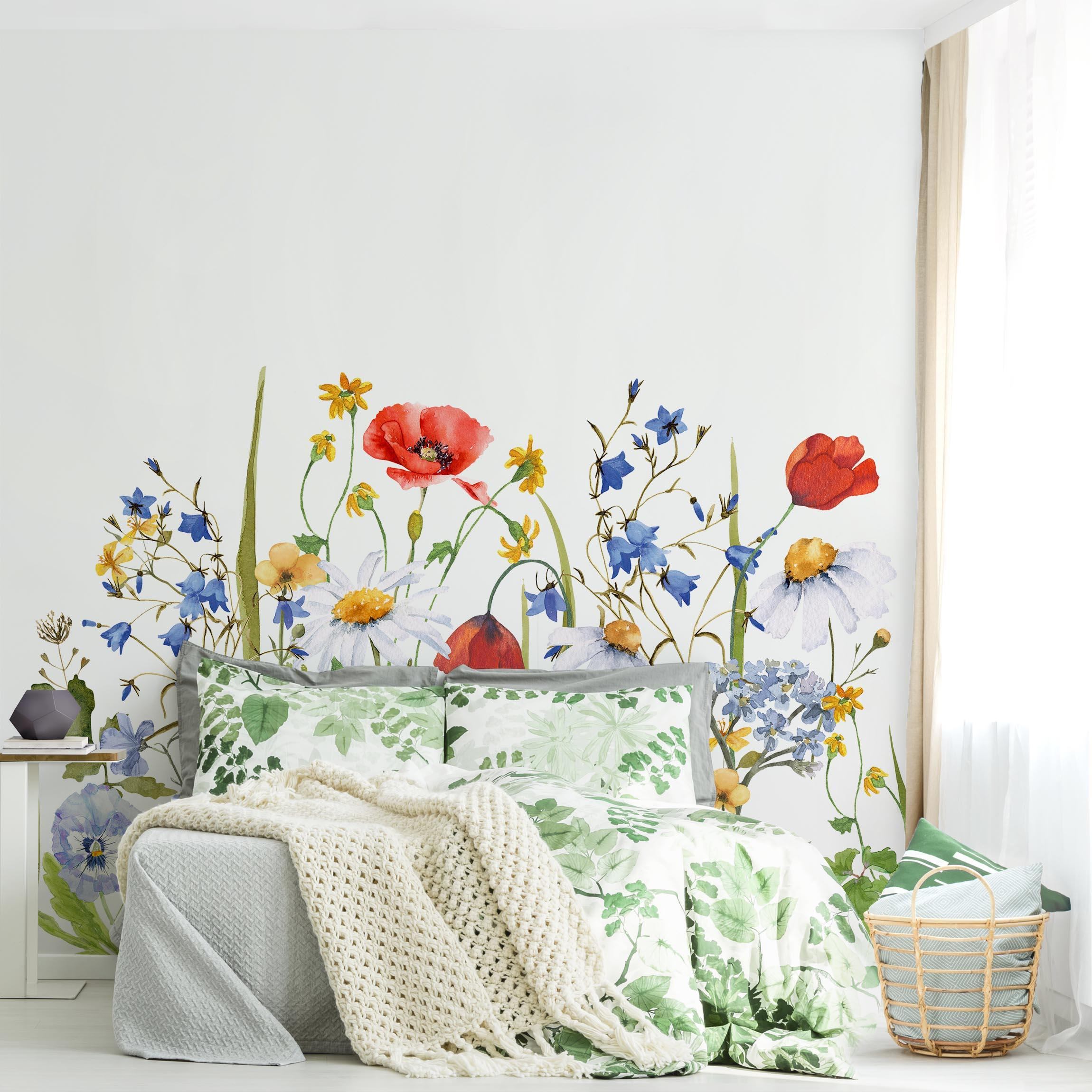 Papel pintado fotomural acuarela flores ilustración 314 - salón dormitorio cocina pasillo - tnt 240 x 240 cm adhesivo