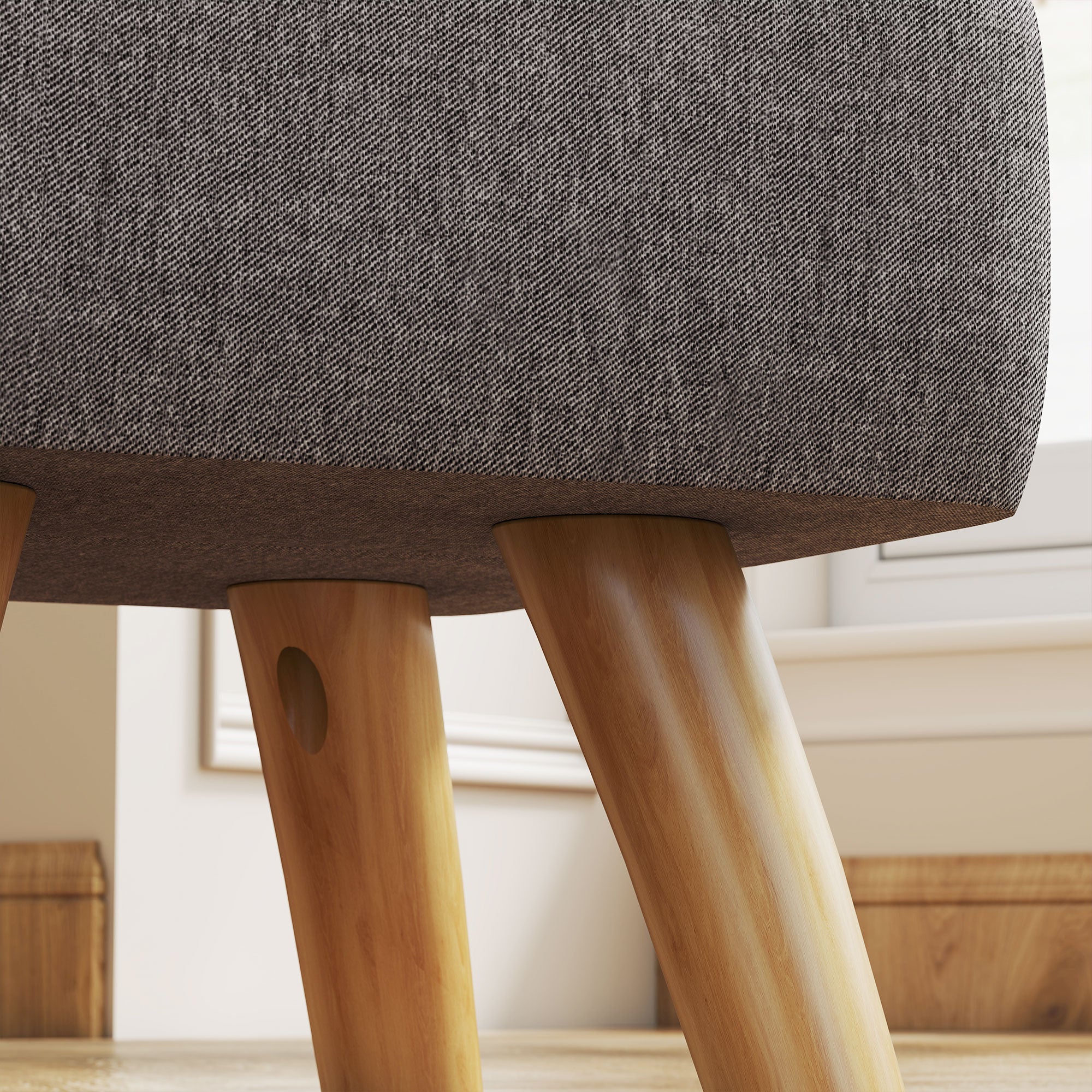 Repose pied salon - HOMCOM - siège rembourré en tissu - avec pieds en bois - pour salon chambre - 27 x 27 x 26 cm - gris - 8
