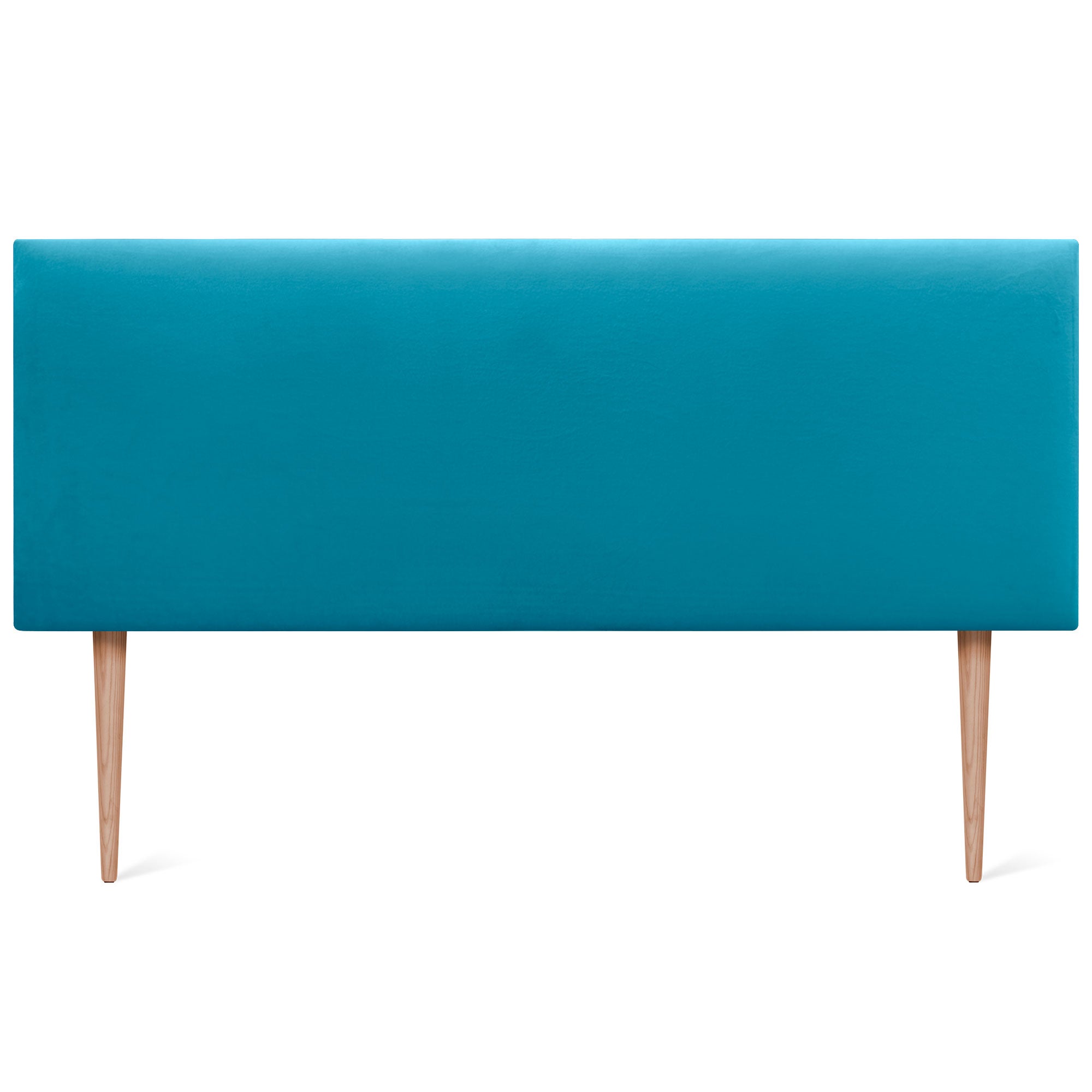 DHOME Testiera in Velluto Liscio con Gambe Camera da letto Imbottita con Testiera Imbottita Moderna di Fascia Alta (Celeste, 150x115cm) - 2