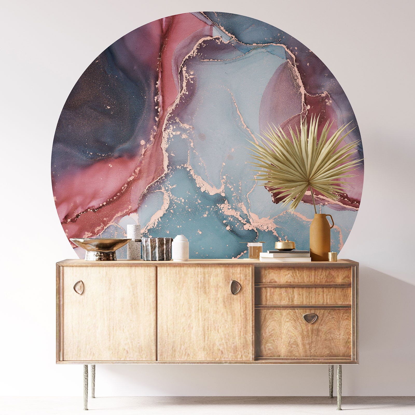 Sticker mural rond / cercle - Effet Marbré 3617681195108 - Adhésif MAT ...