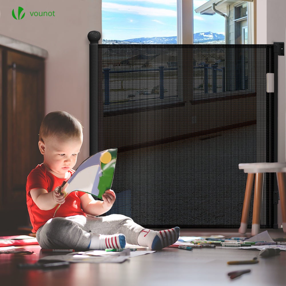 VOUNOT® Cancelletto Sicurezza Estensibile, 0-180 cm Cancello per Cani Barriera di Sicurezza Regolabile per Scale, Corridoi e Porte, Nero - 6