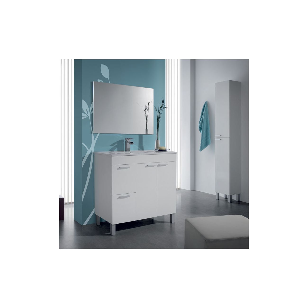 ONDEE ZEN - Colonne de rangement à poser AKTIVA - 30cm - Blanc - Mélaminé - Livré en kit - 4