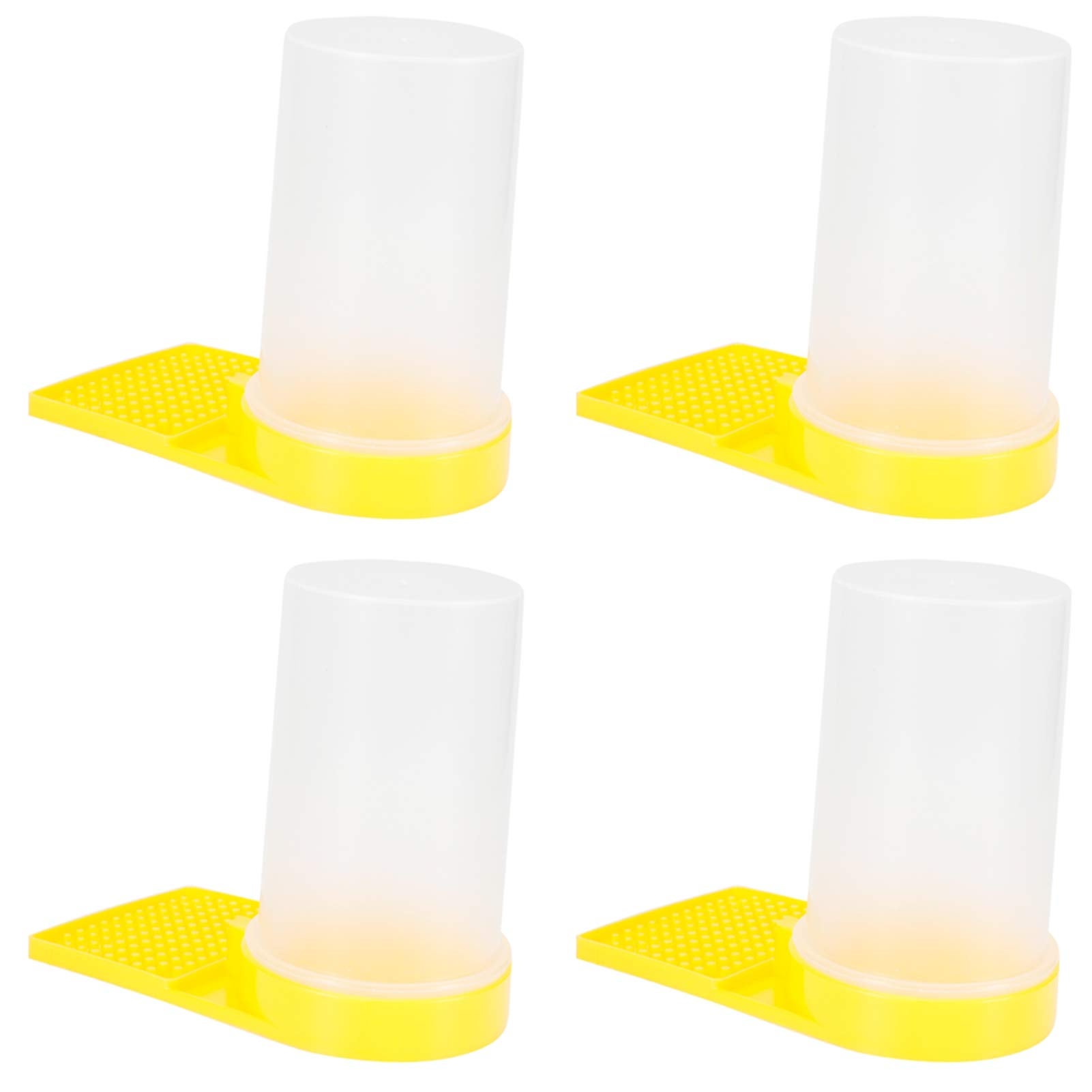 Mangiatoia Per Api In Plastica – Distributore D'Acqua Per Alveare – 4 Pezzi – Trasparente E Giallo