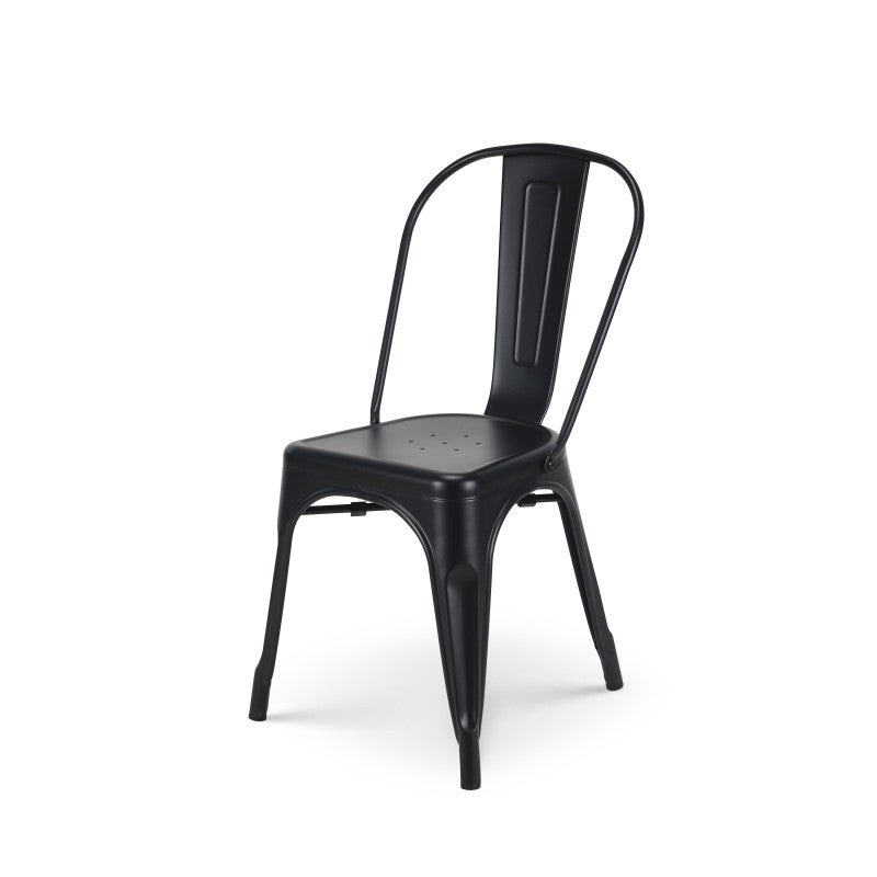 Lot de 4 chaises en métal noir mat - Style industriel - 2