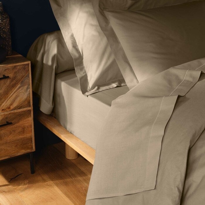 Drap-housse 1 personne 90 x 190 cm coton 57 fils LINA Sable – Bonnet 30 cm - 3