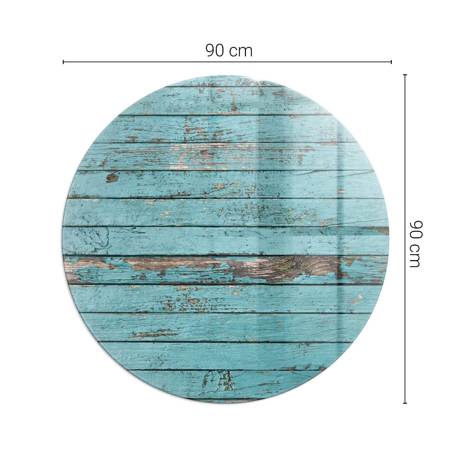 Okragła podkładka na podłogę ze szkła hartowanego - fi 90 cm - Deski w stylu rustykalnym - TULUP - 2