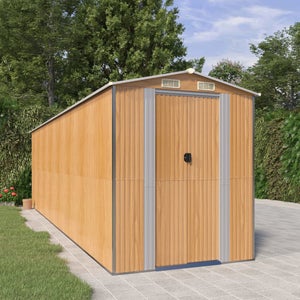 Abri De Jardin VidaXL 191x130x198 Cm Acier Galvanisé Marron Clair - Cabane De Rangement Extérieur Avec Ventilation