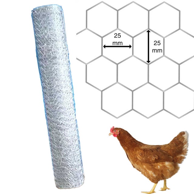 Grillage galvanisé mailles hexagonales de 25 mm WERKA PRO 0,5 x 2,5m