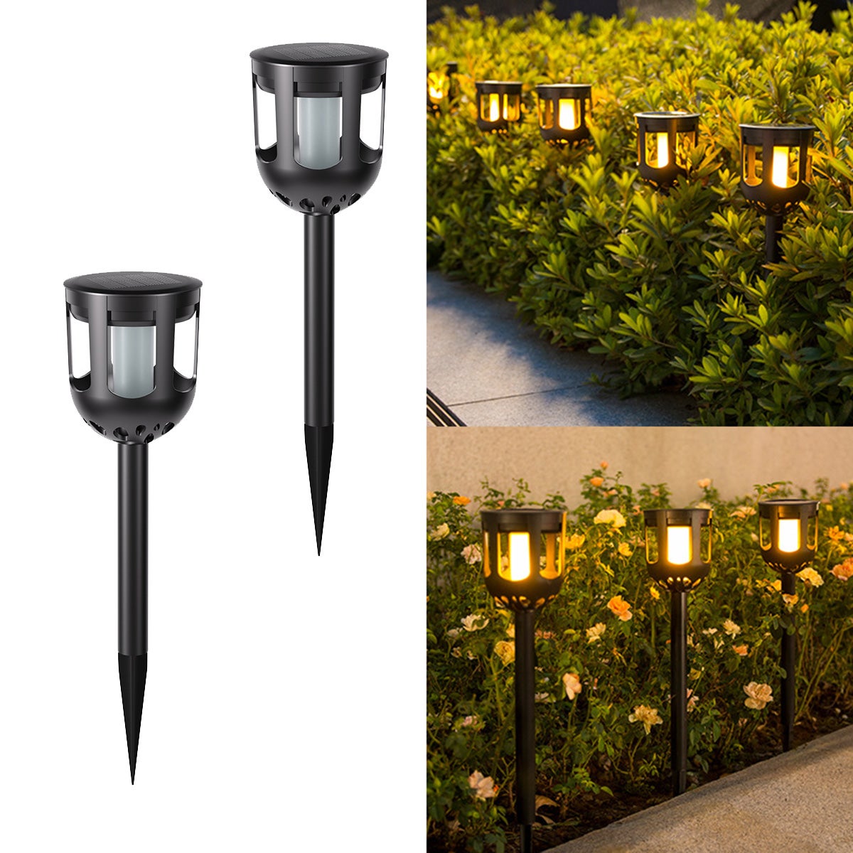 Lampa solarna stojąca wodoodporna lampa solarna zewnętrzna lampa solarna ogrodowa dekoracyjne oświetlenie trawnika i ogrodu ciepłe światło pakiet szt