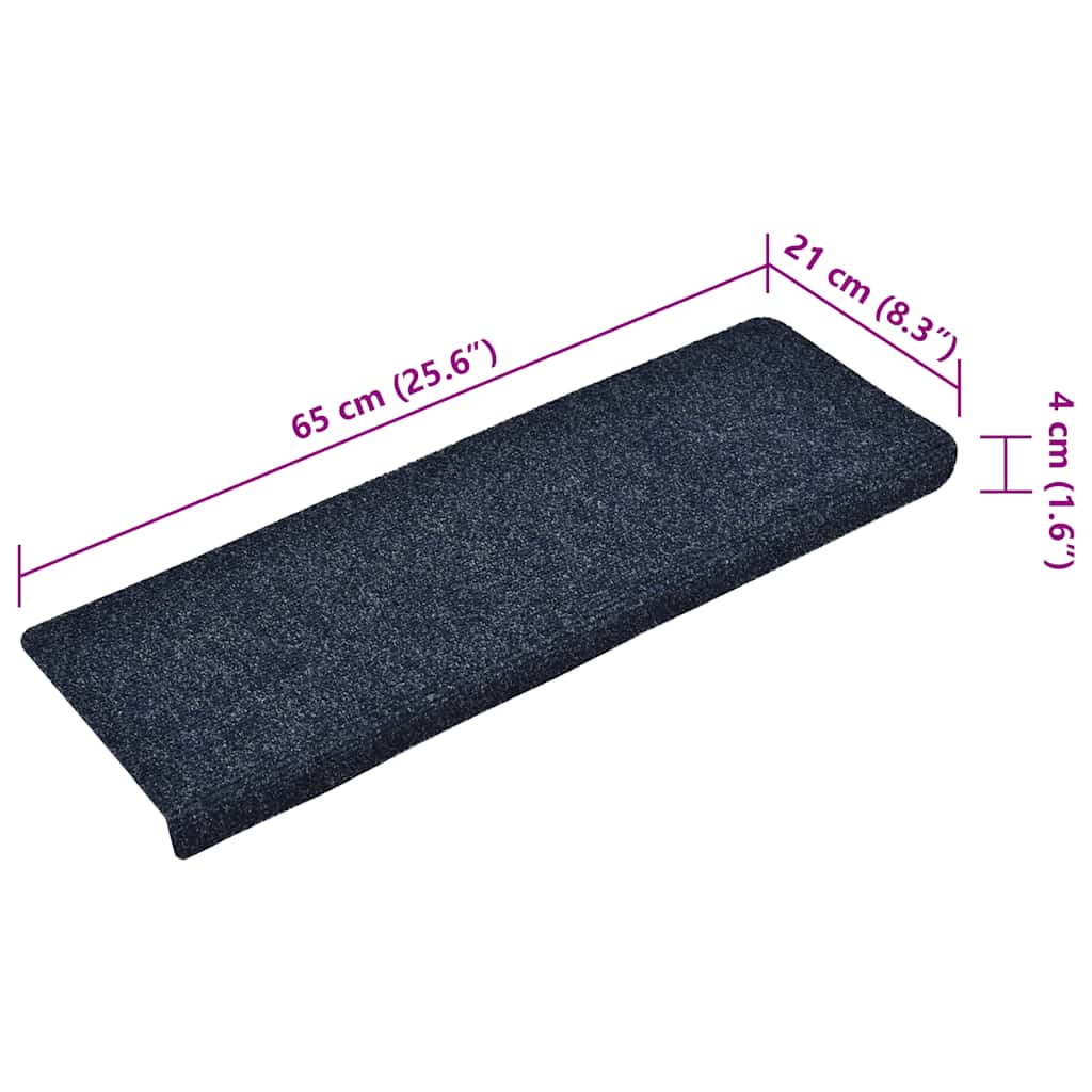 Maison Exclusive - Tappetini per scale autoadesivi 15 pz 65x21x4 cm blu bordo rettangolare - 7