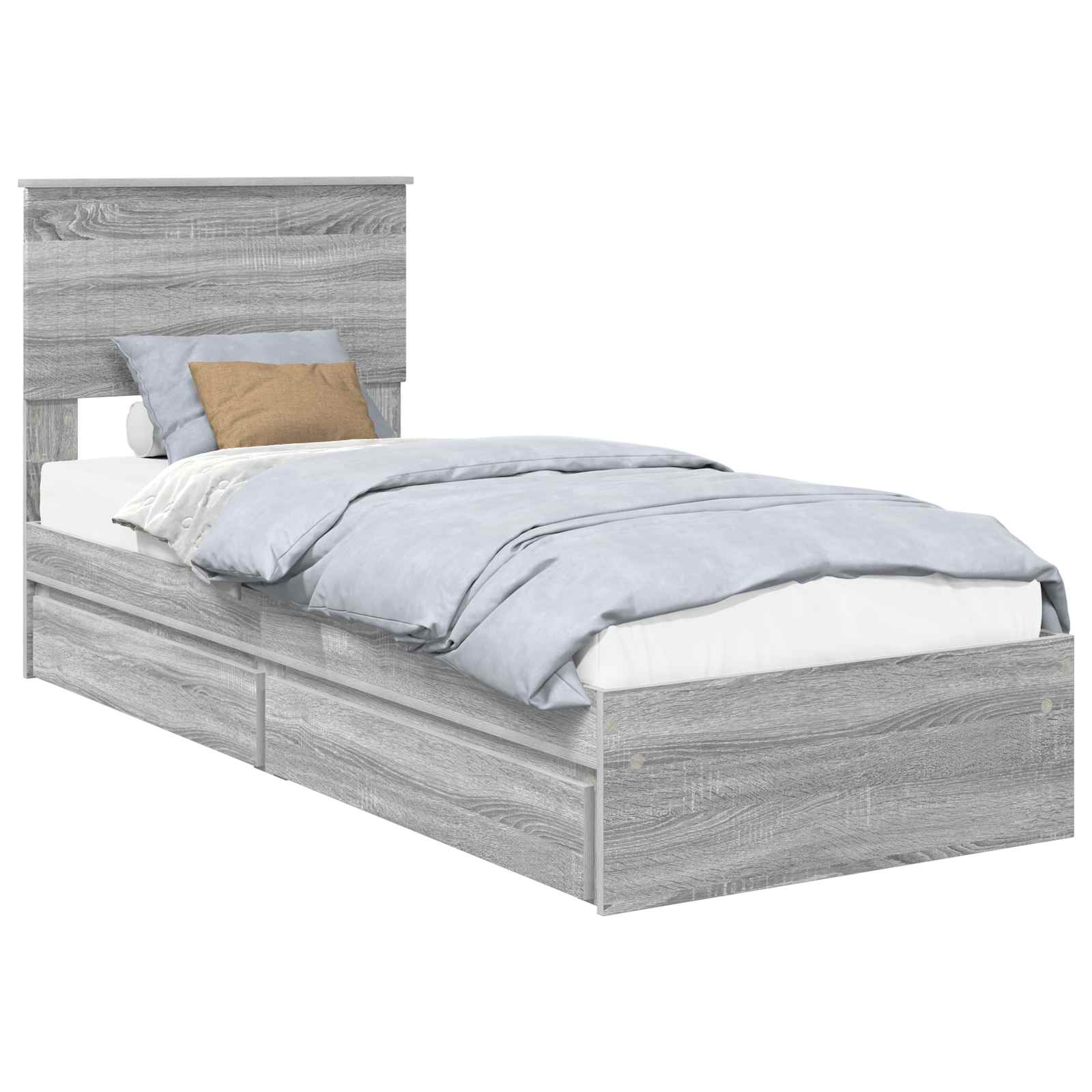 Lit de rangement gris 75 x 190 cm en panneau de bois - 2