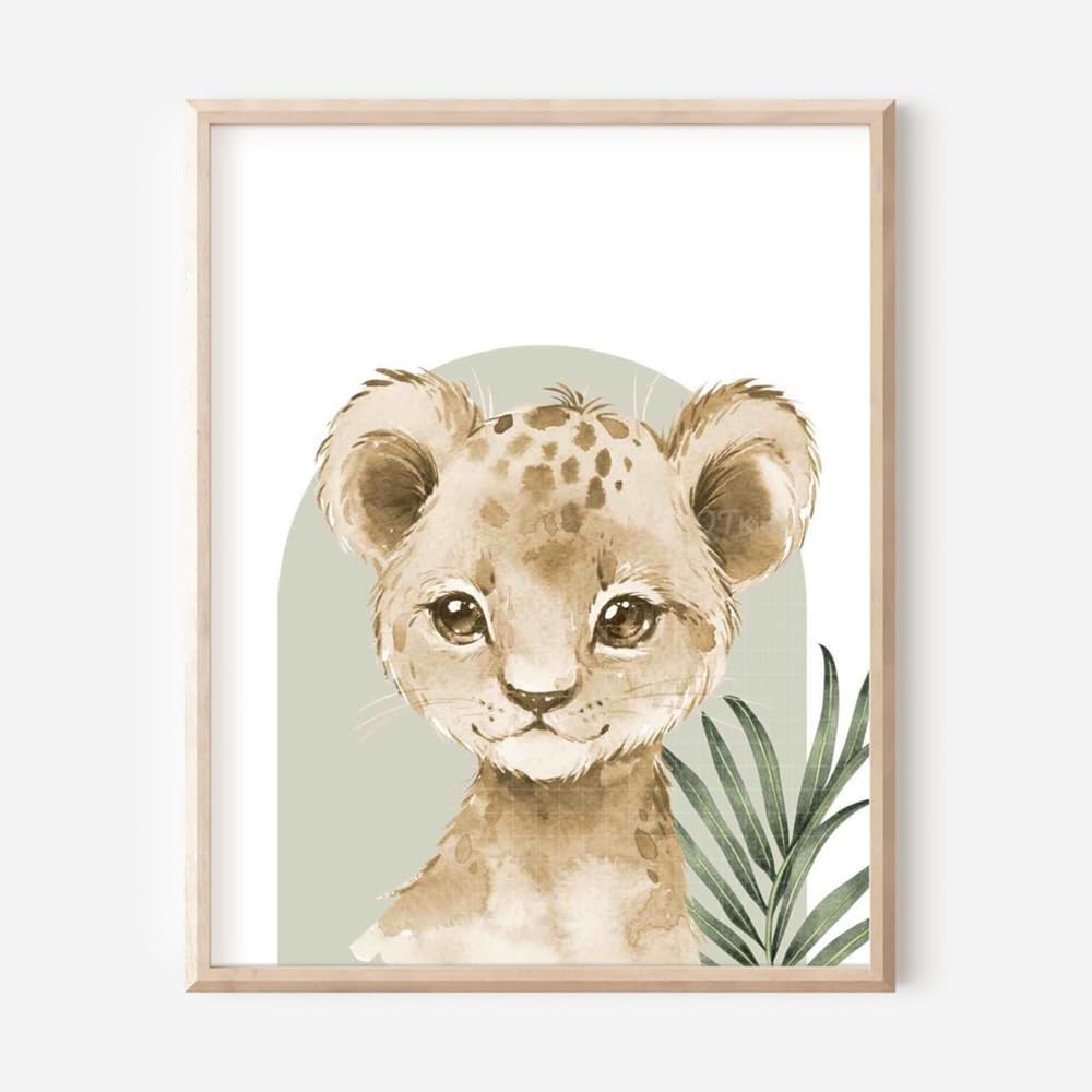 3 Affiche Animaux Savane Bebe Poster Jungle Chambre Enfant Lion Girafe Elephant Tableau Deco Enfant 30X40CM sans Cadre - 5