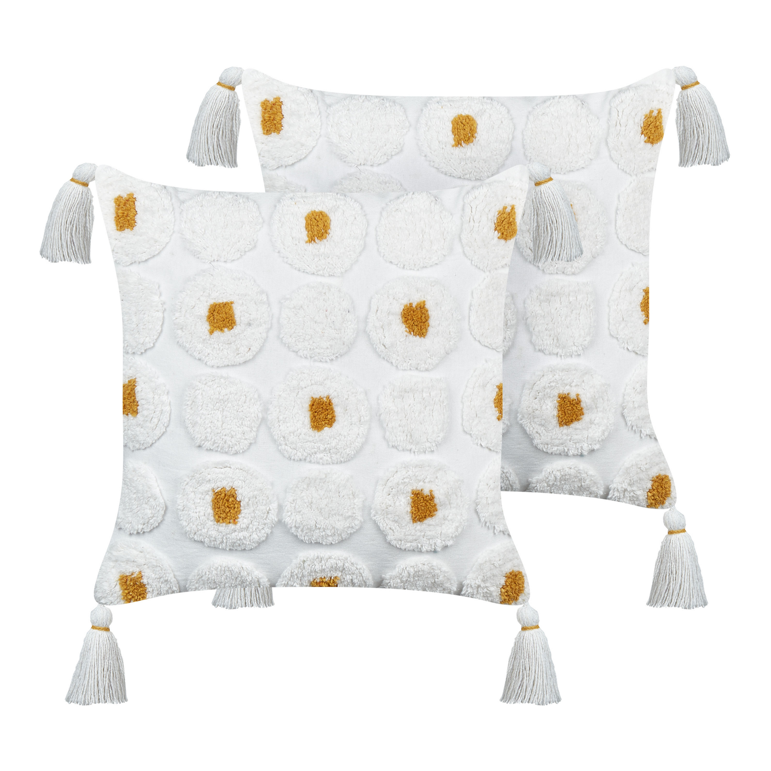 Set de 2 perne decorative AZALIA Bumbac 45 x 45 cm Alb Imprimeu floral 2buc