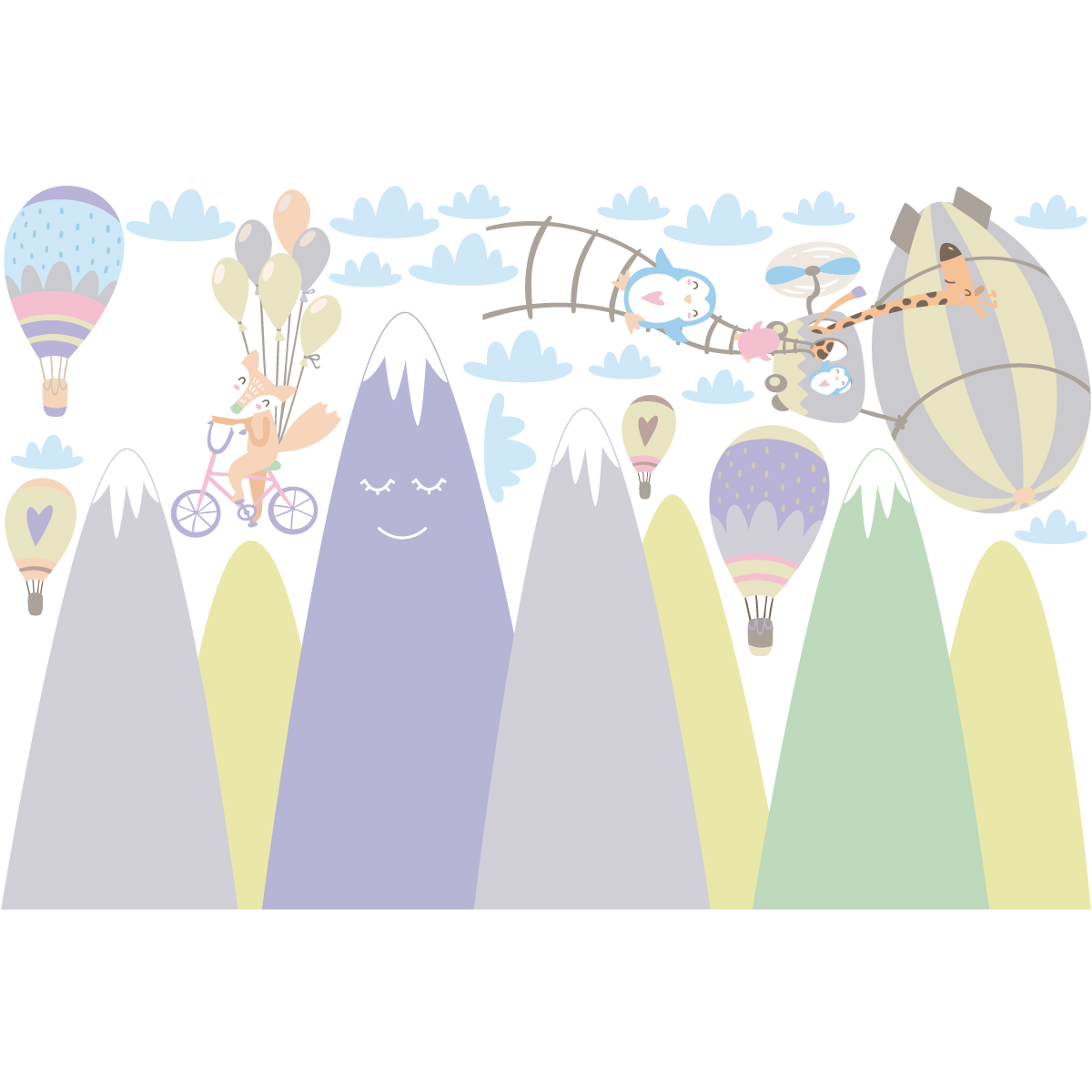 Adesivo bambino di montagna scandinavo animali maligni - Sticker adesivo - adesivi murali - 50x75cm - 2