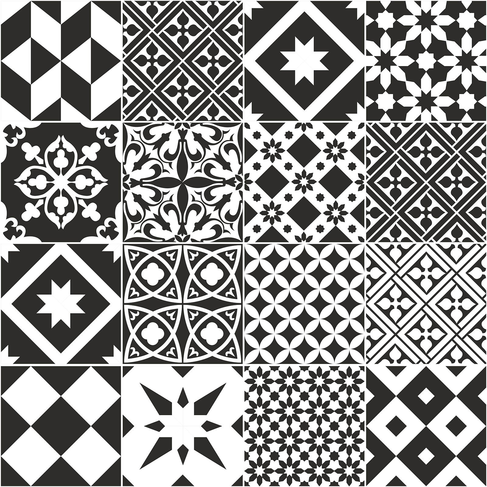 Crédence adhésive sticker décoratif pour cuisine - Effet carreaux de ciment - Adhésif + Protection MATE - 60x60 cm - 2