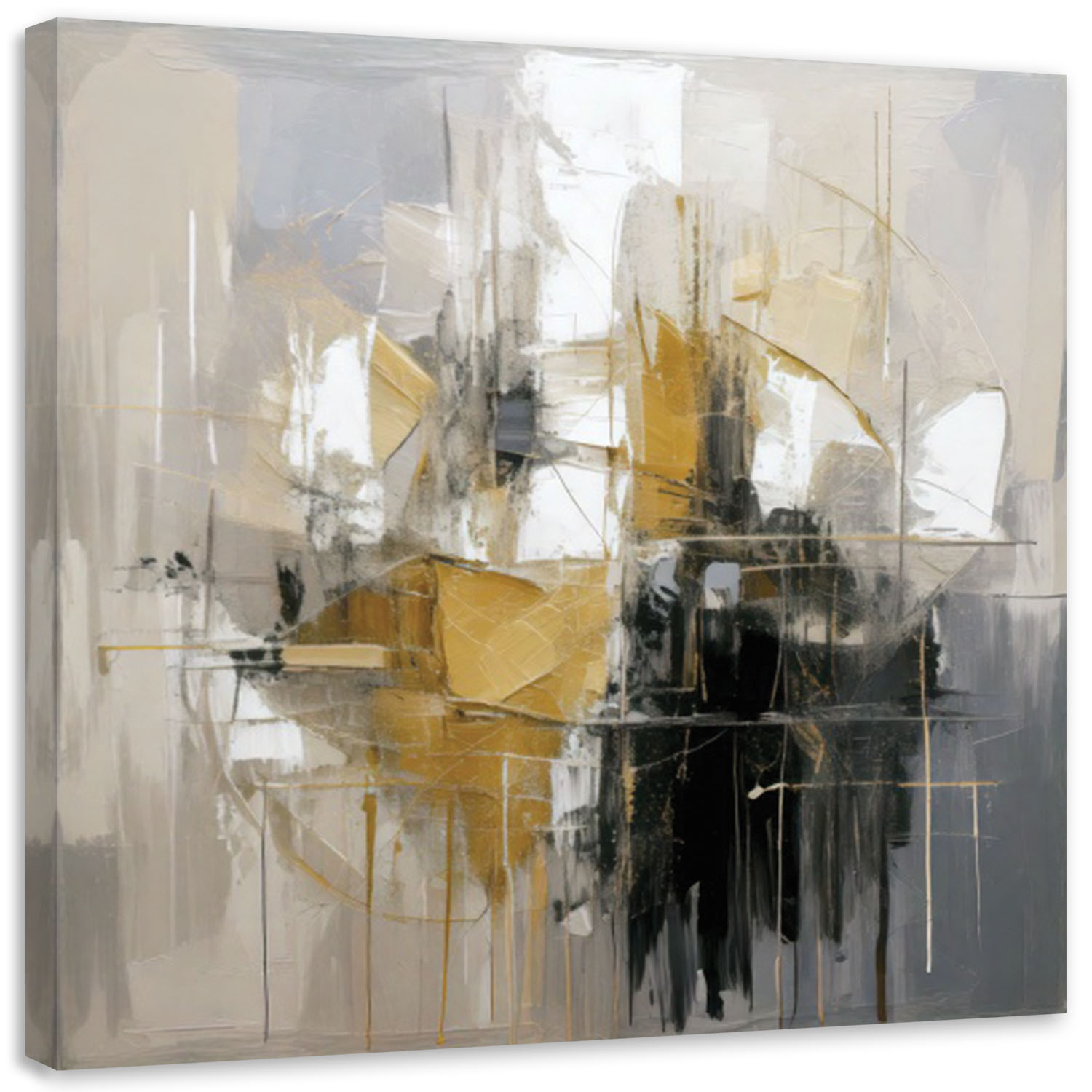 Obraz do sypialni, Abstrakcja Kompozycja Złoty Nowoczesna 40x40