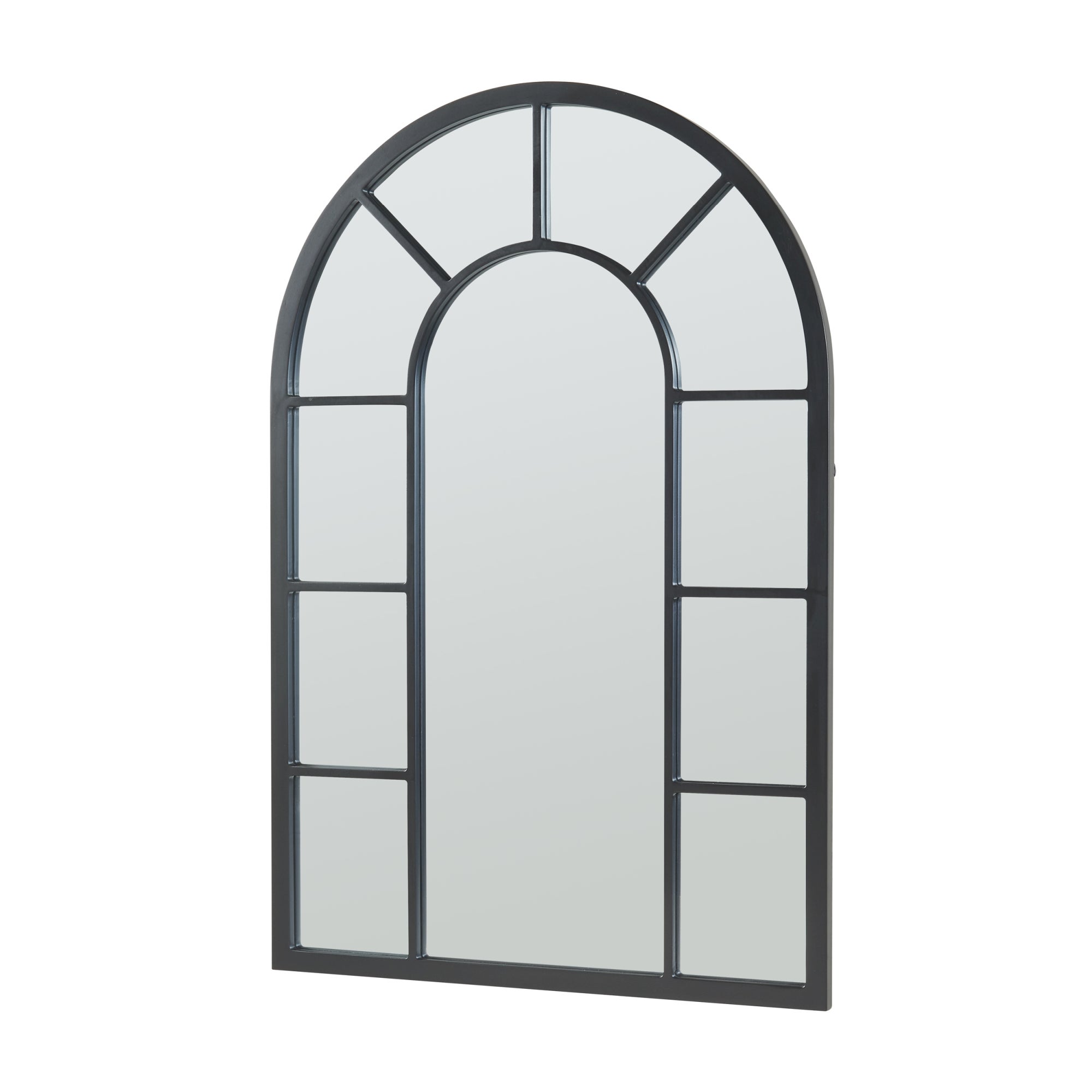 TheMIRRROR - Specchio da parete incorniciato in vero vetro 50 x 105 cm, realizzato su misura in pino nero, ideale come specchio da corridoio o da salone, con ganci in metallo e