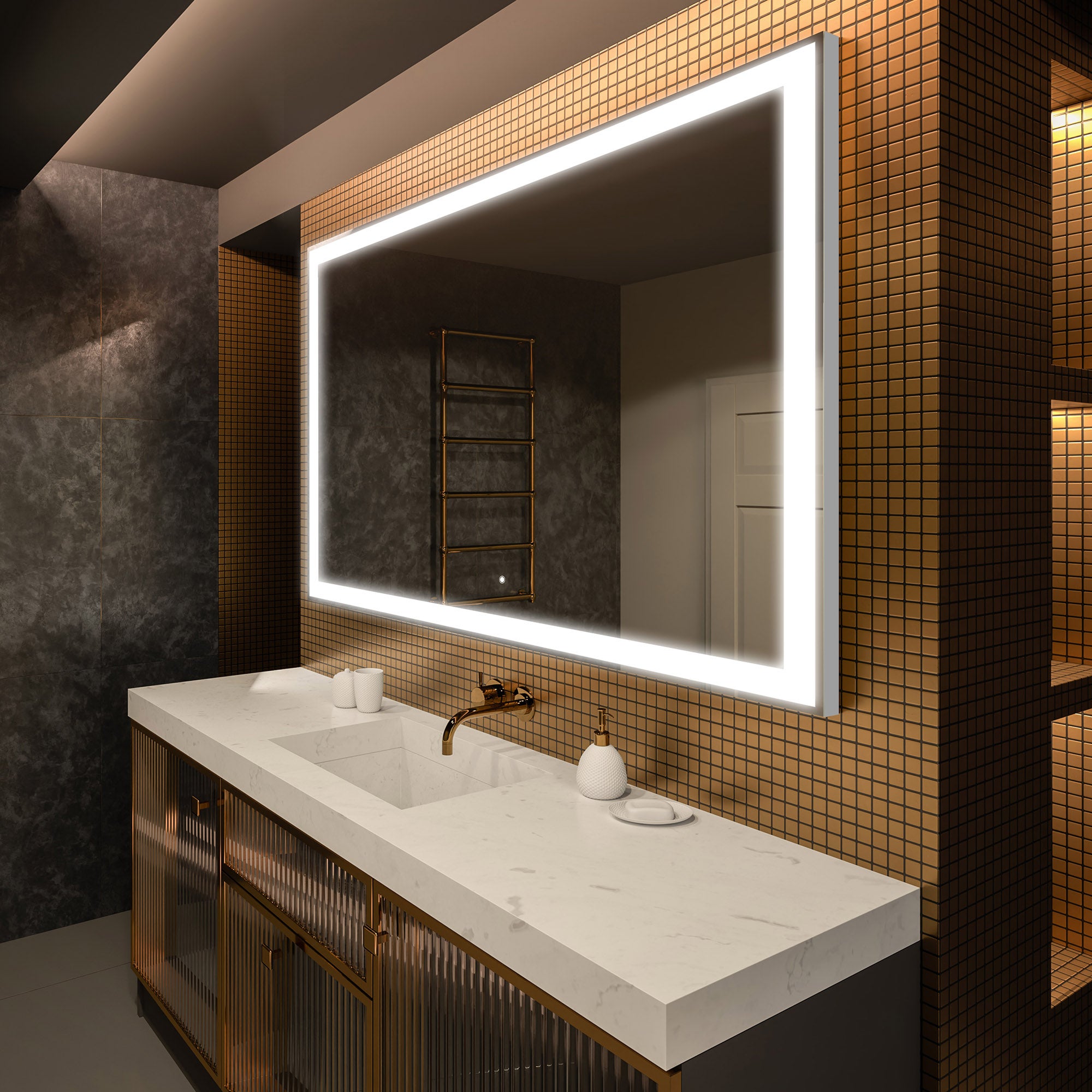 Miroir LED tactile - 180° - Blanc main image 0