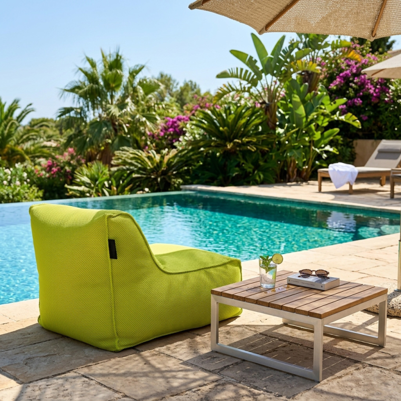 Fauteuil piscine XL flottant 100 × 90 × 70 cm intérieur / extérieur sans polystyrène – Vert (DC10090-2) - 5