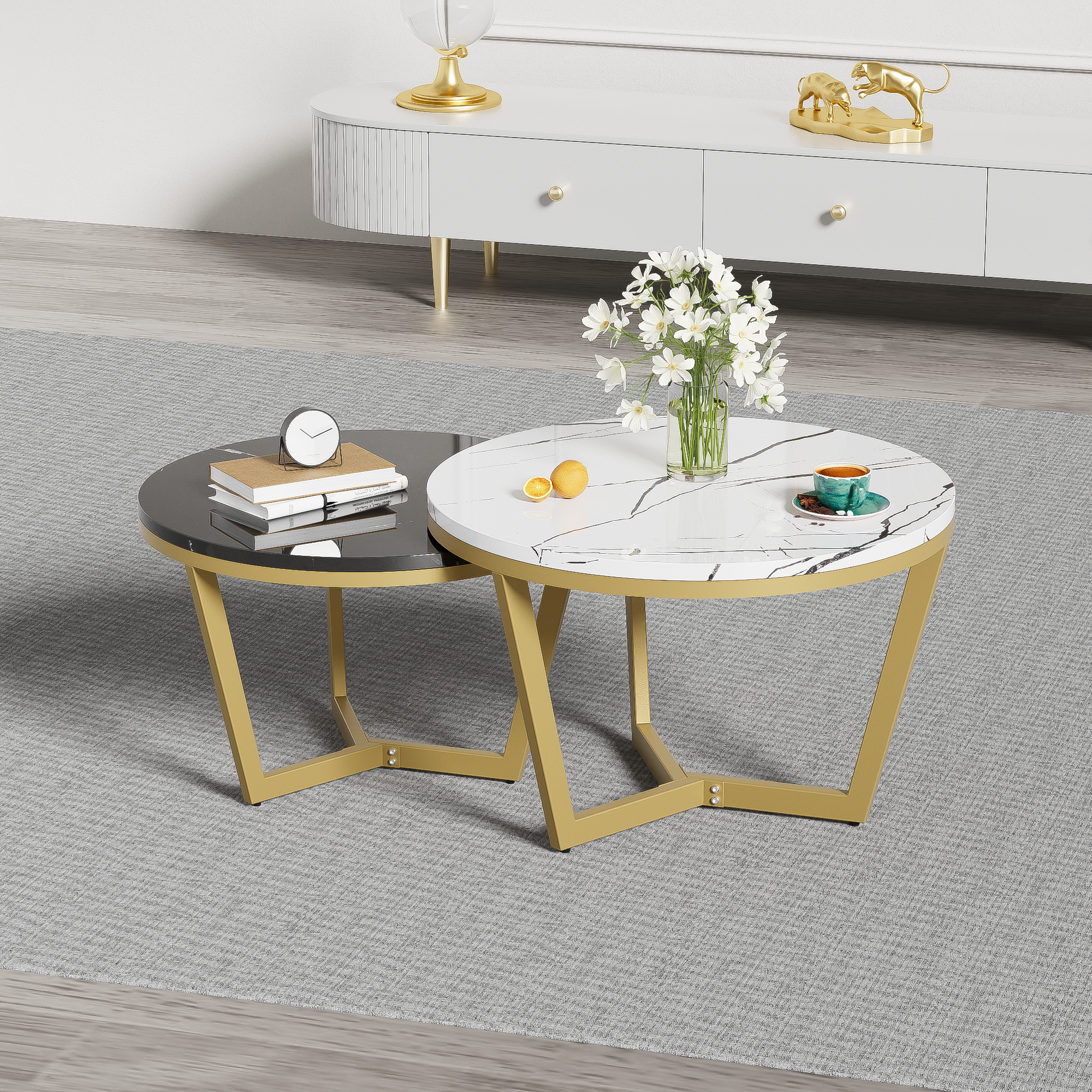 Set Di Tavolini Impilabili Cleo In Mogano - Design Senza Tempo, Legno Massiccio Per Soggiorno - Foto 10