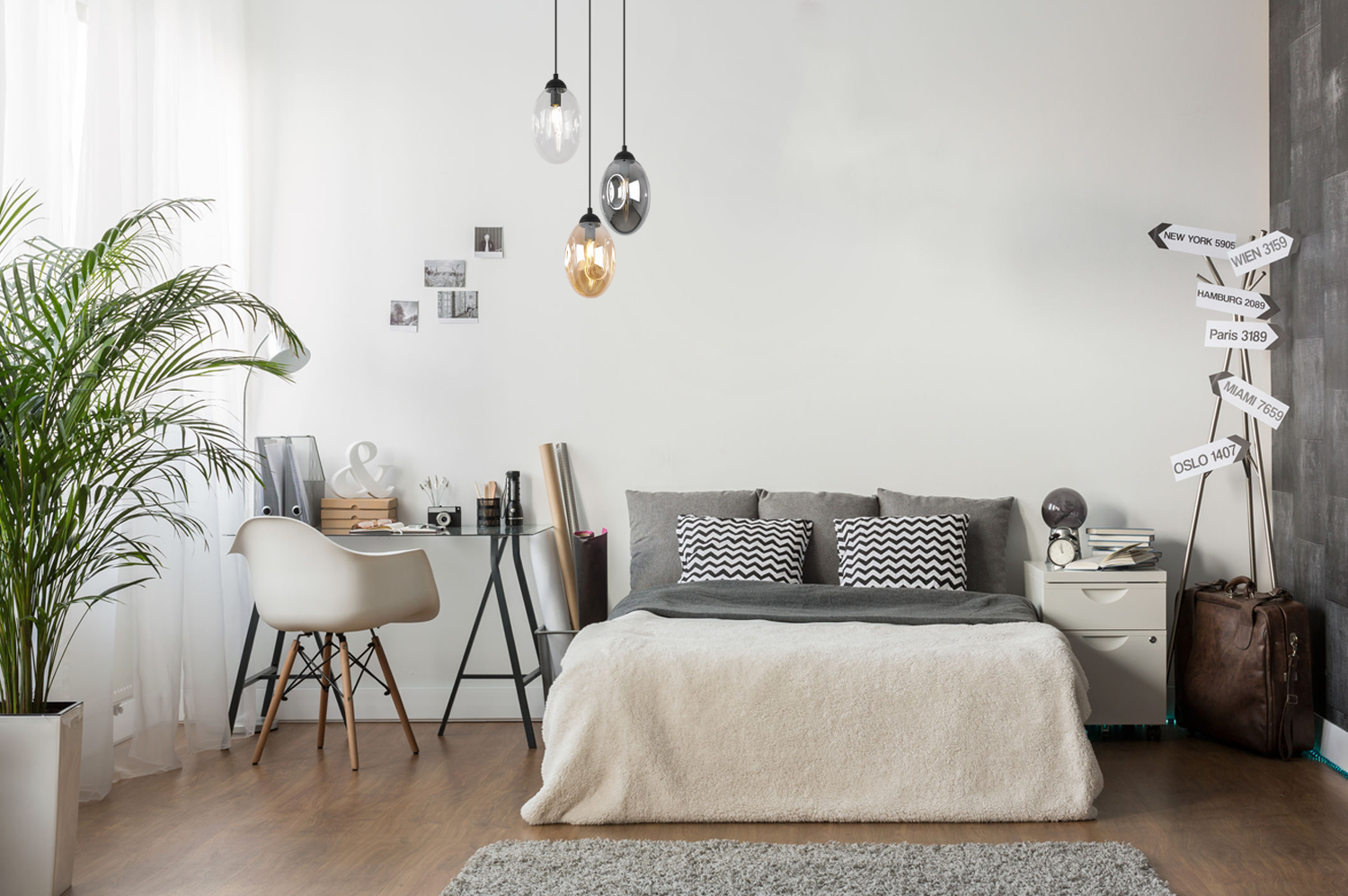 Lampa sufitowa wisząca elegance Vigo 3xE14 klosz owalny wielokolorowy Light Home LH - 4