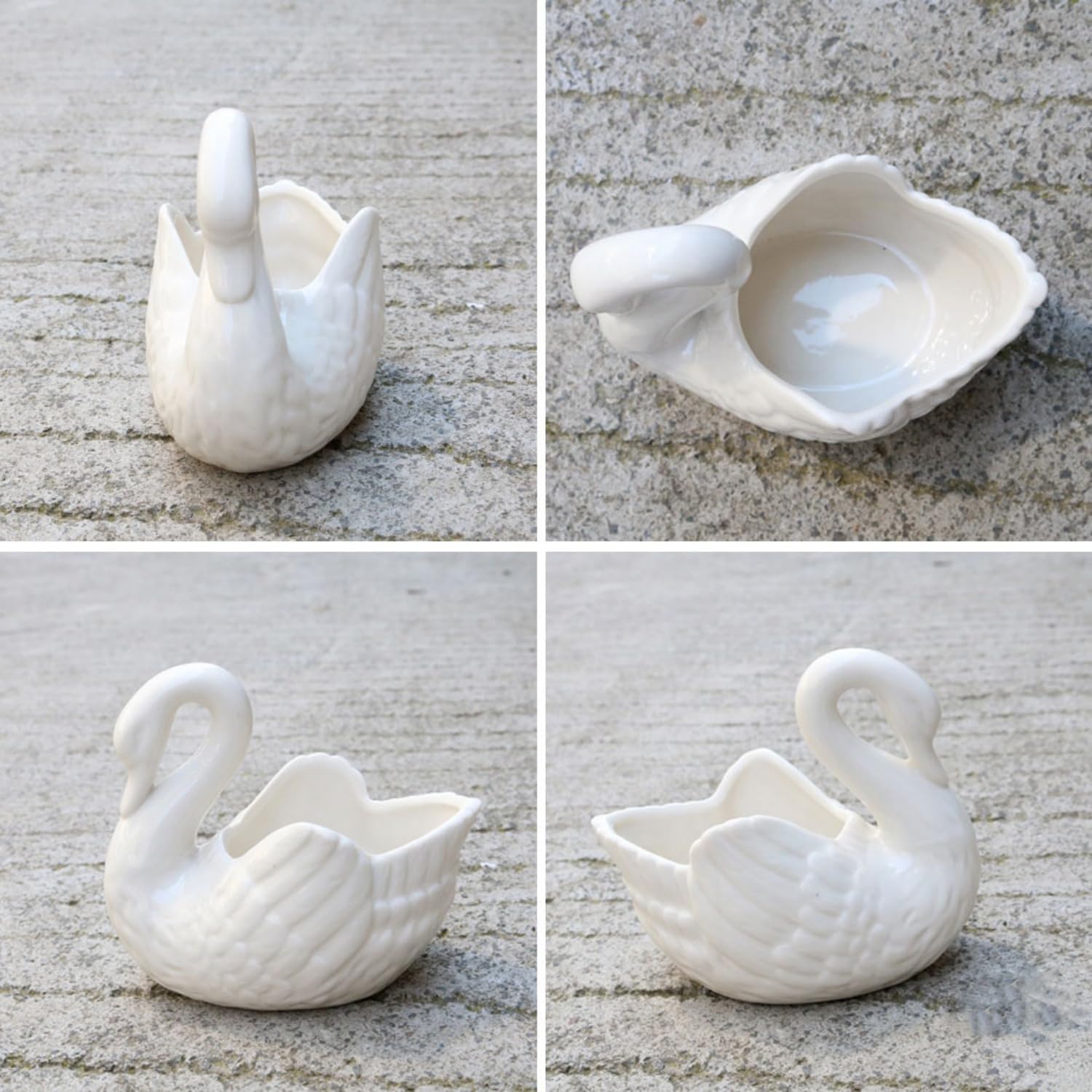 Pot de fleurs cygne en céramique, mini pot de fleurs cygne, pot pour plantes succulentes, pour intérieur, maison, bureau, jardin, blanc - 2