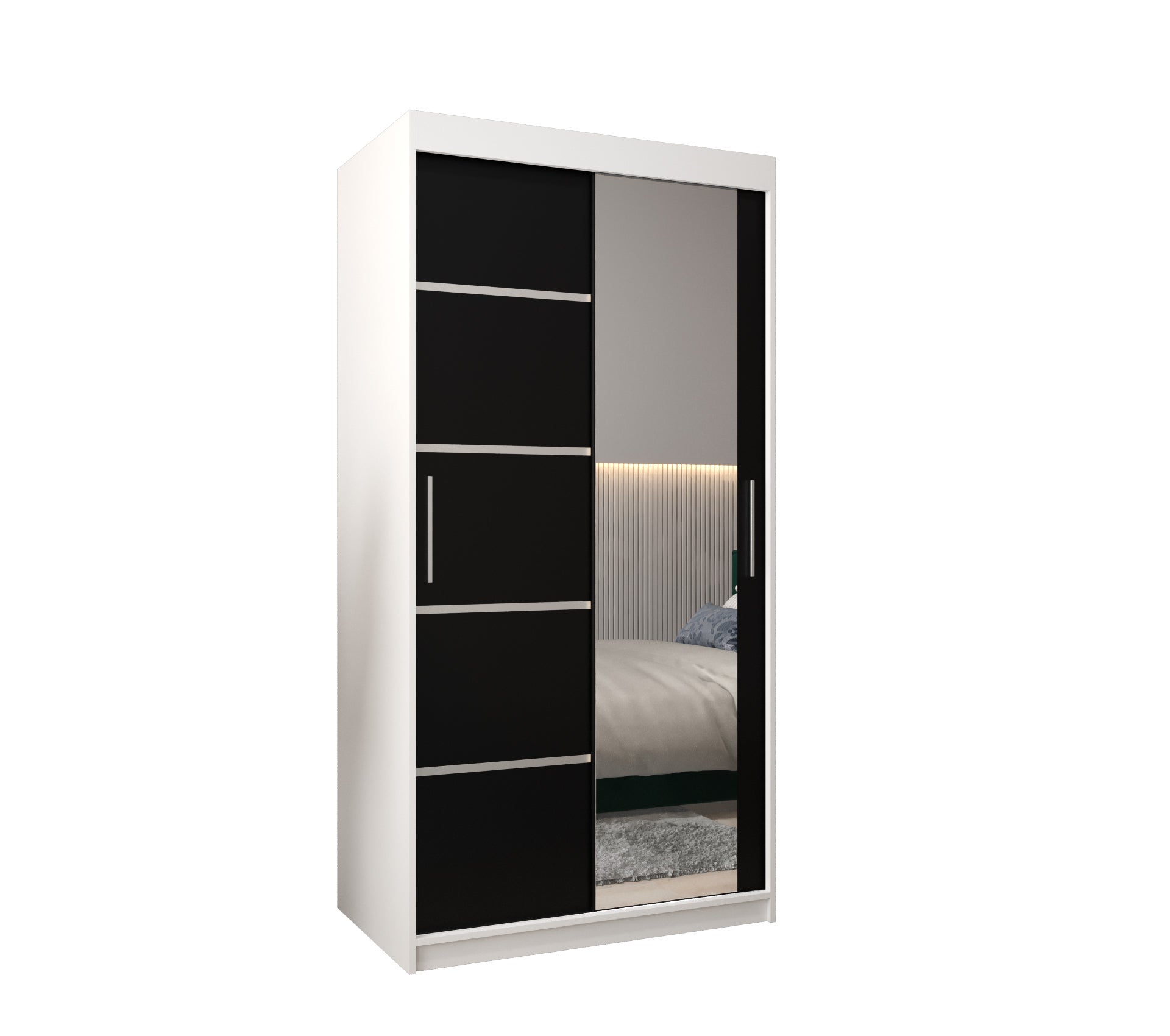 Szafa przesuwna garderoba Verona 2 100 x 62 x 200 cm Biały + Czarny - Abiks Meble